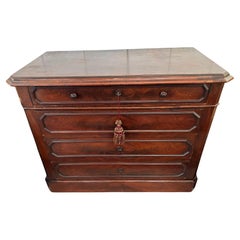Antique Walnut 4 Drawer Commode with Original Key