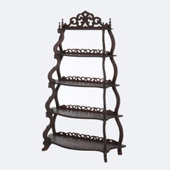 Antique Walnut 5 Shelf Etagere With Cut Out Fretwork C1890 Antique Walnut 5 Shelf Etagere With Cut Out Fretwork C1890