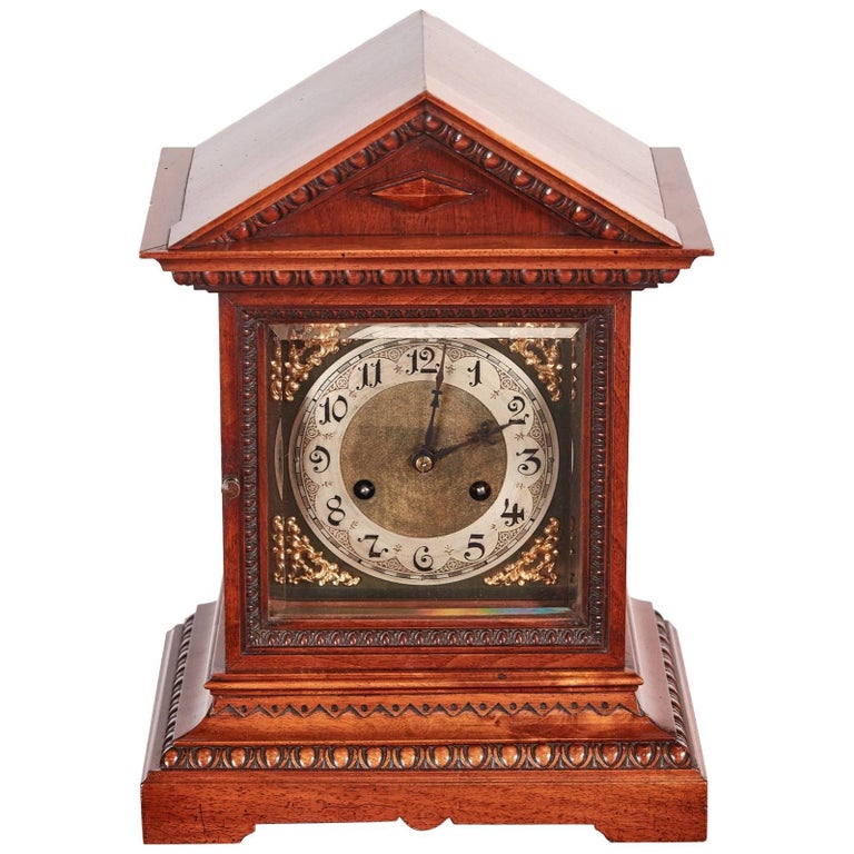Antique Walnut 8 Day Mantle Clock at 1stDibs