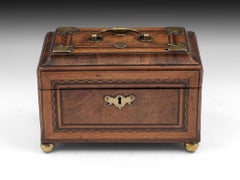 Antique Walnut and Brass Tea Chest Caddy 18th Century