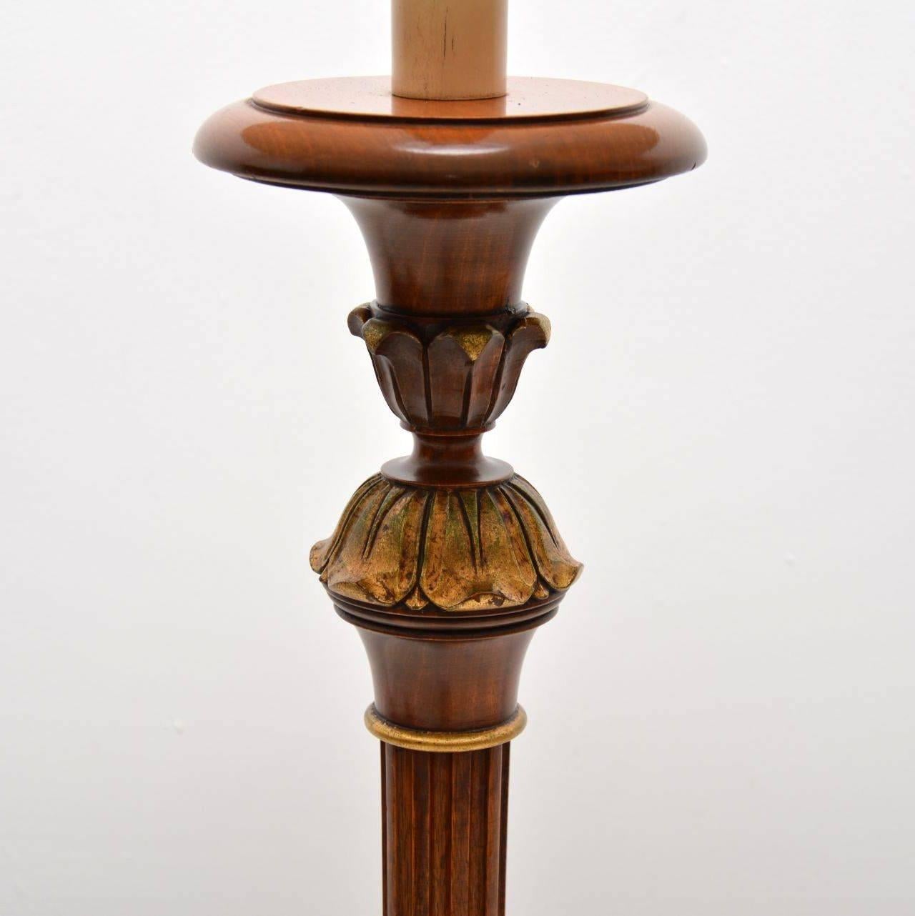 Victorian Antique Walnut and Gilt Lamp Stand