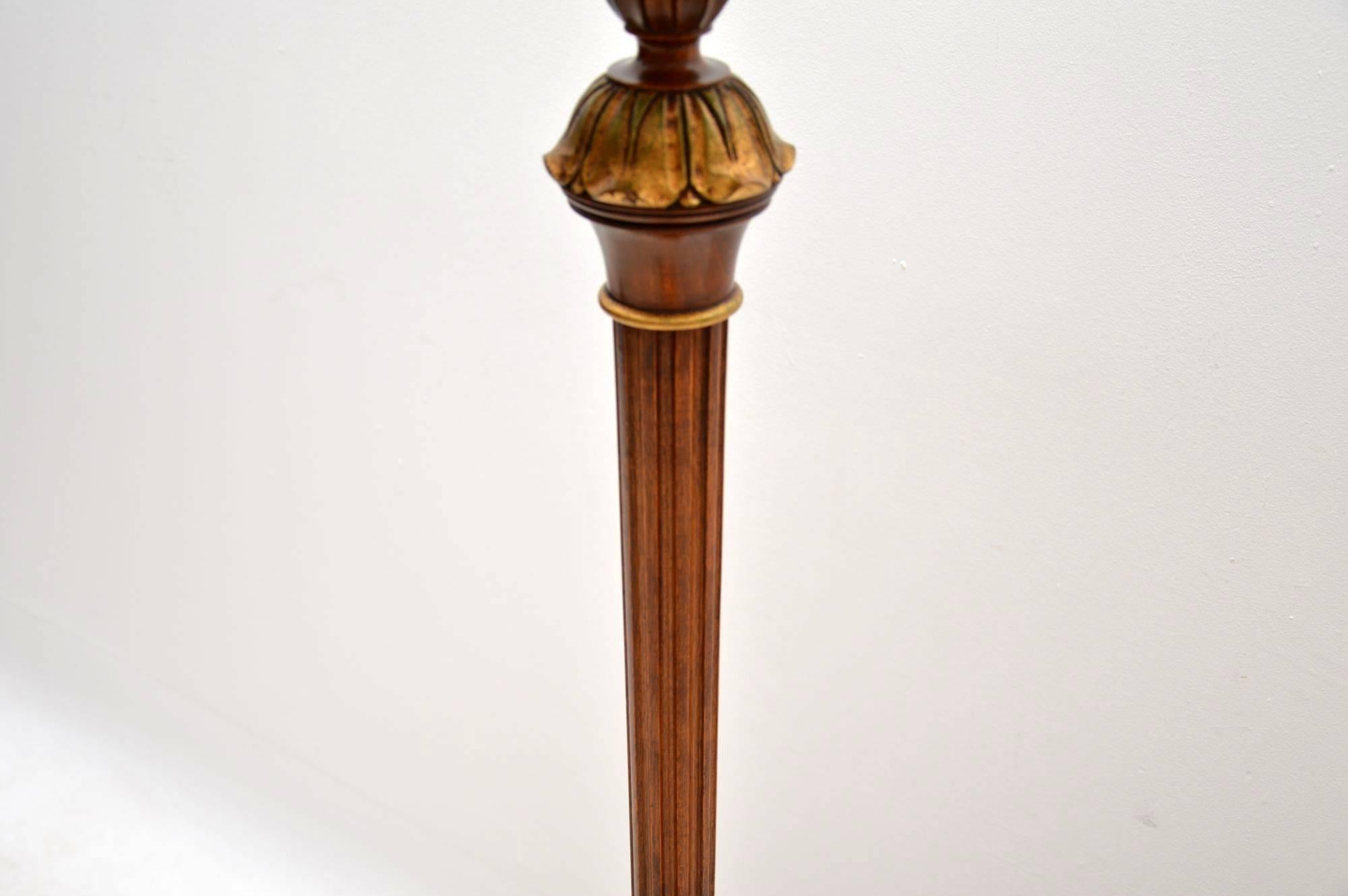 English Antique Walnut and Gilt Lamp Stand
