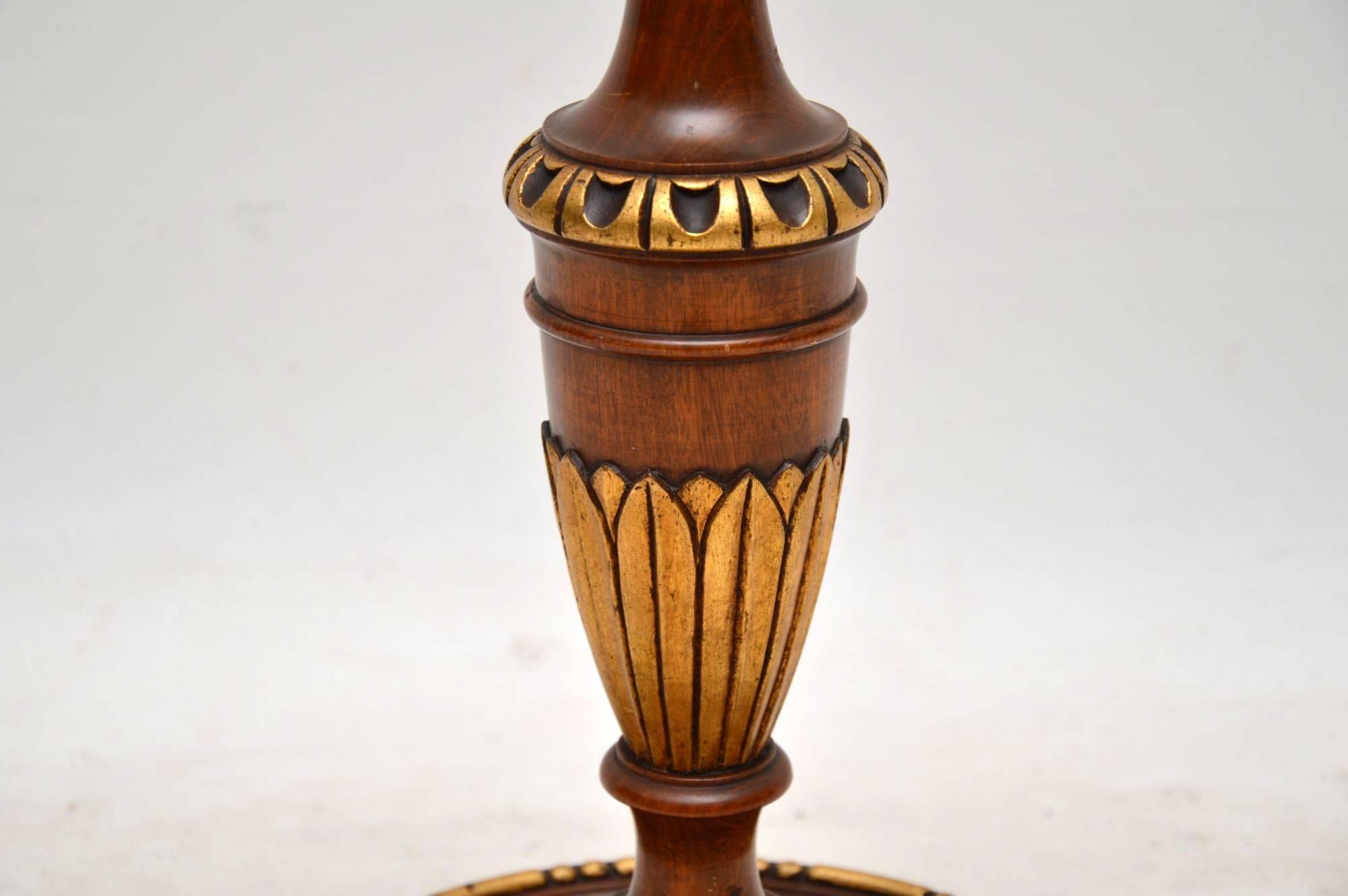 Antique Walnut and Gilt Lamp Stand In Excellent Condition In London, GB
