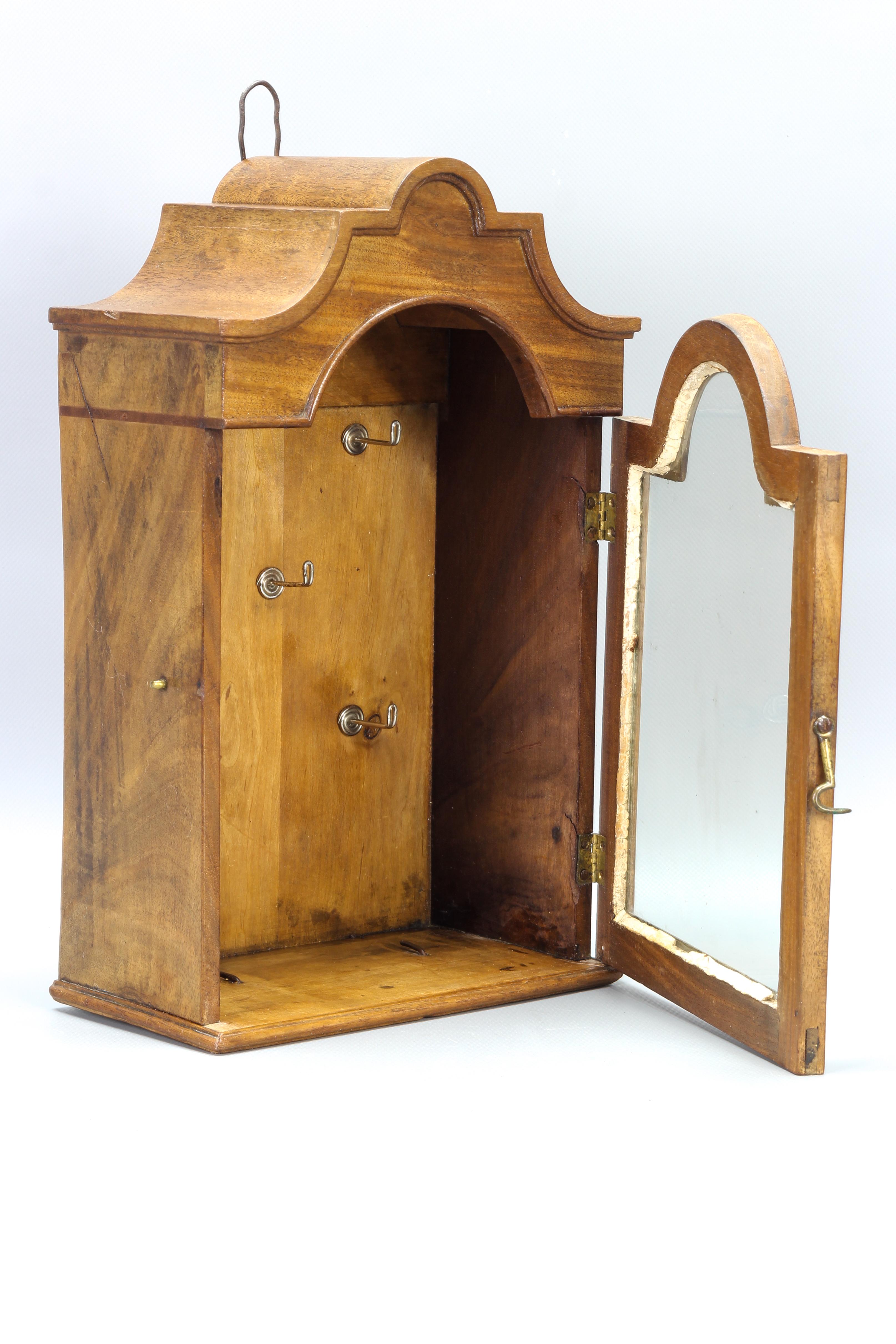 Antique Walnut and Glass Wall Hanging Key Cabinet, ca 1890 For Sale 4