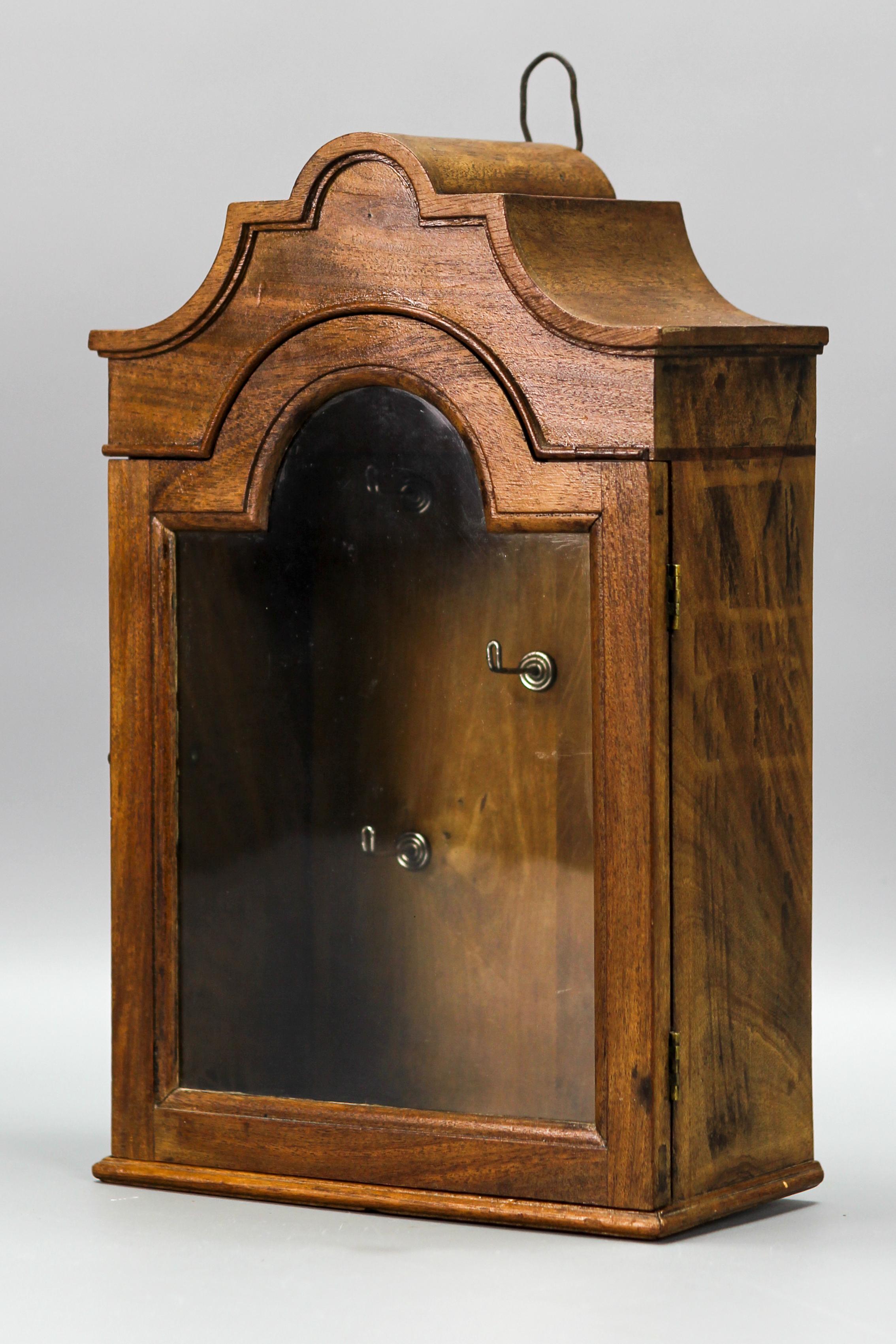 Antique Walnut and Glass Wall Hanging Key Cabinet, ca 1890 For Sale 11