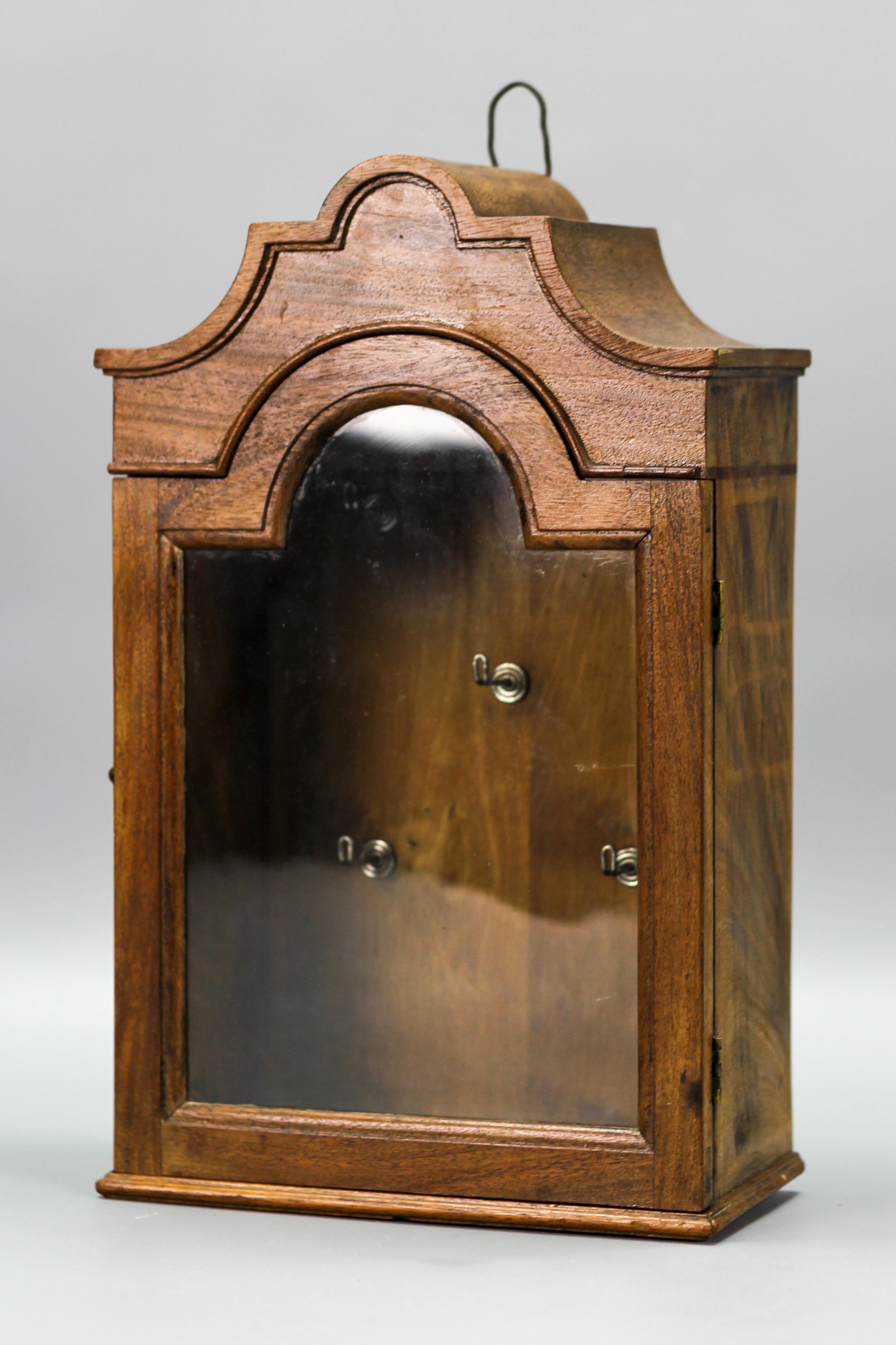 Antique Walnut and Glass Wall Hanging Key Cabinet, ca 1890 For Sale 12