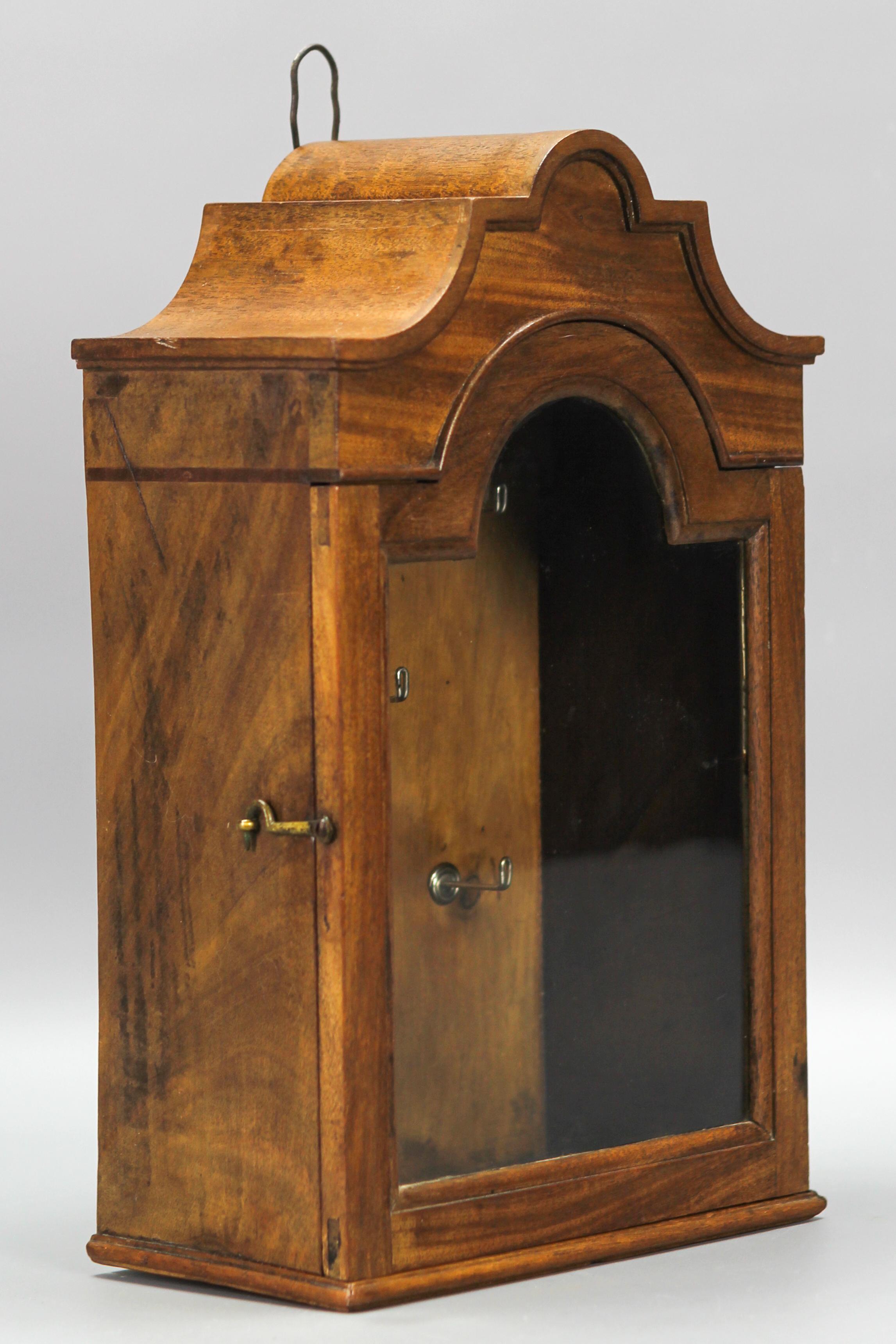 French Antique Walnut and Glass Wall Hanging Key Cabinet, ca 1890 For Sale