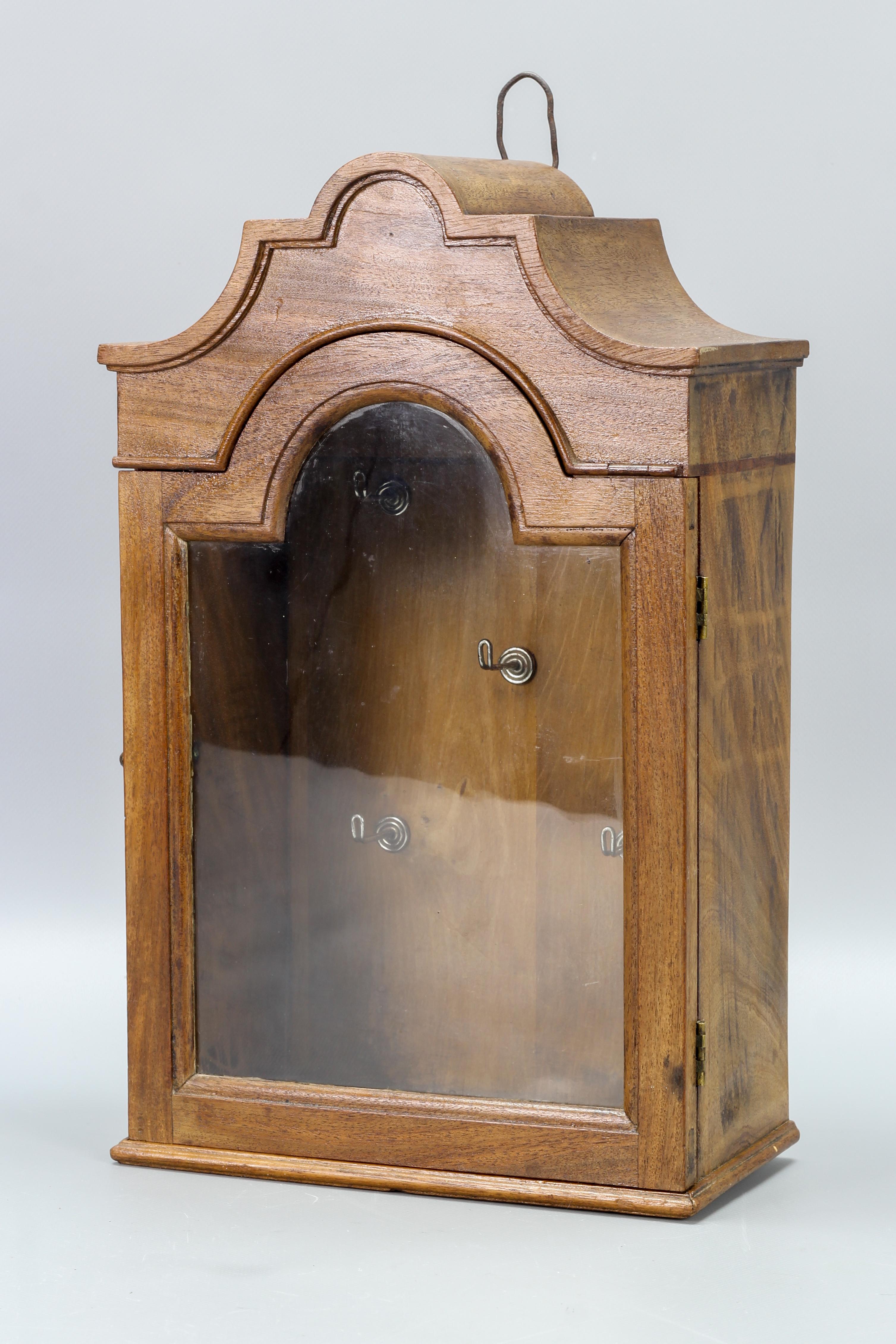 Antique Walnut and Glass Wall Hanging Key Cabinet, ca 1890 For Sale 2