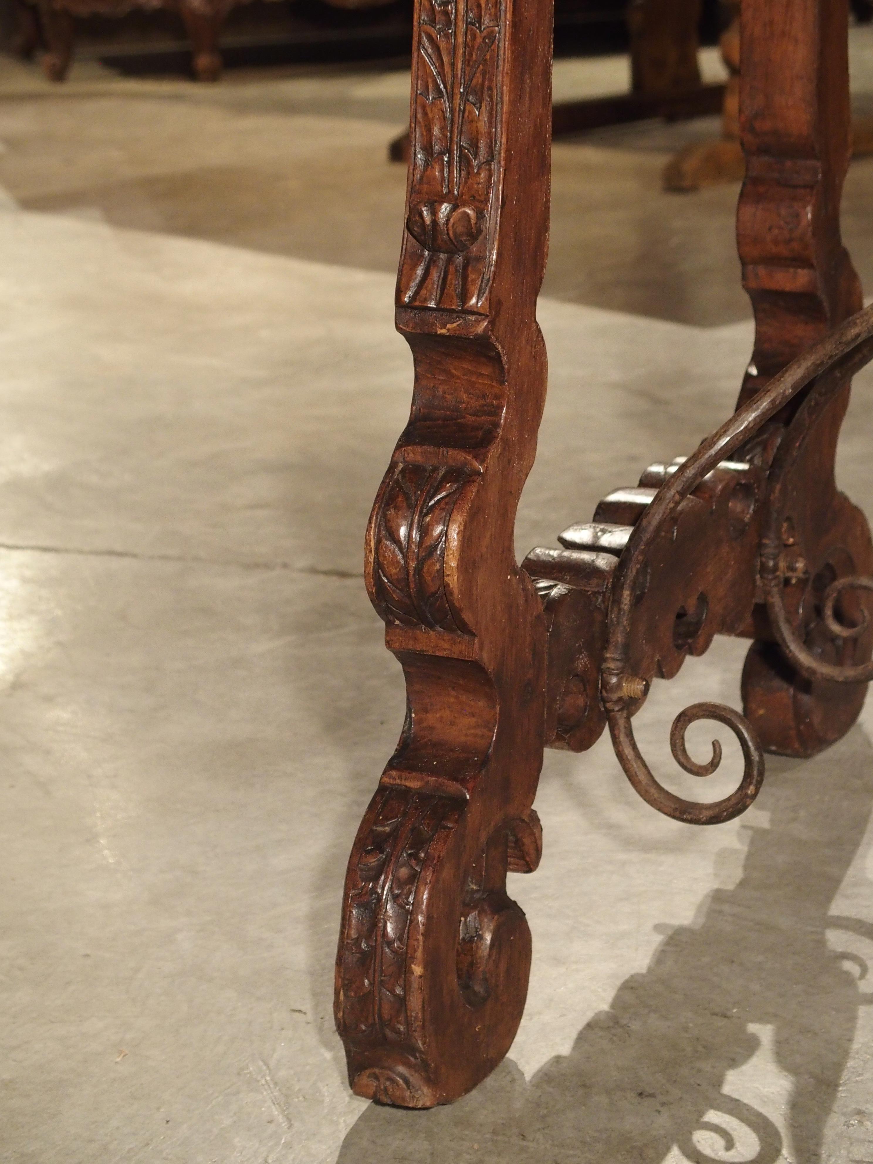 Antique Walnut and Iron Table from Spain, circa 1800 In Good Condition In Dallas, TX