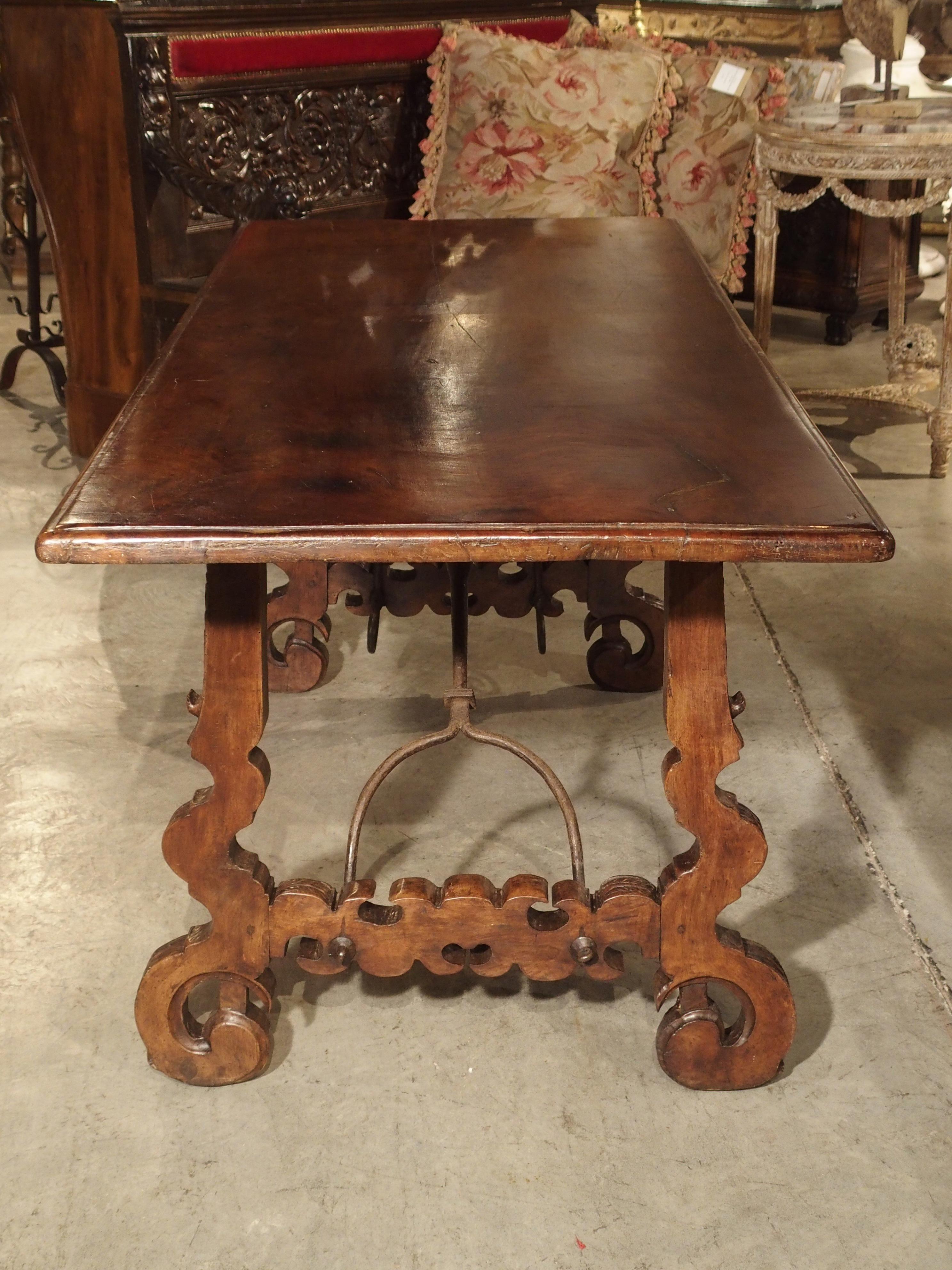19th Century Antique Walnut and Iron Table from Spain, circa 1800