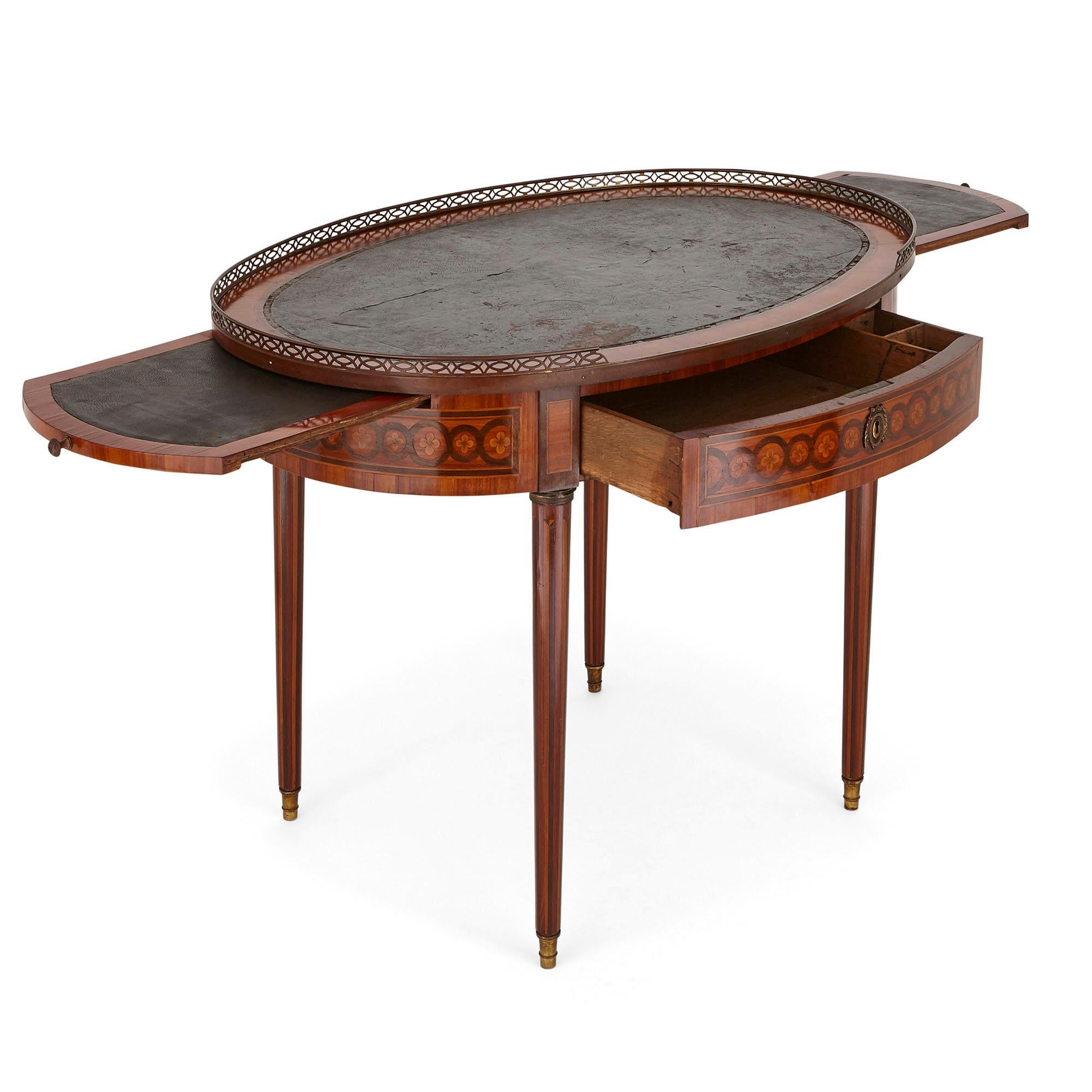 Louis XVI Antique Walnut and Marquetry Writing Desk For Sale