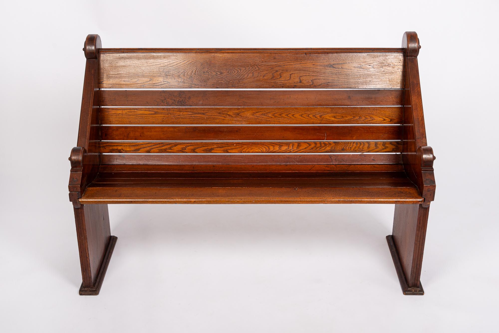 Antique Walnut and Oak Wood Church Bench Aesthetic Movement For Sale 5