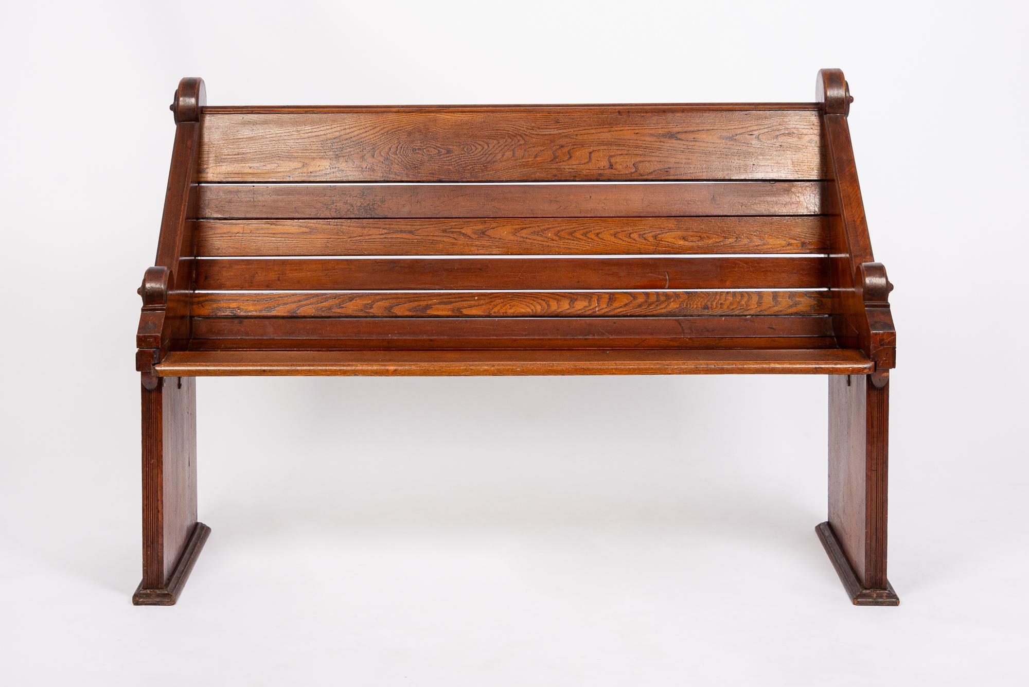 American Antique Walnut and Oak Wood Church Bench Aesthetic Movement For Sale