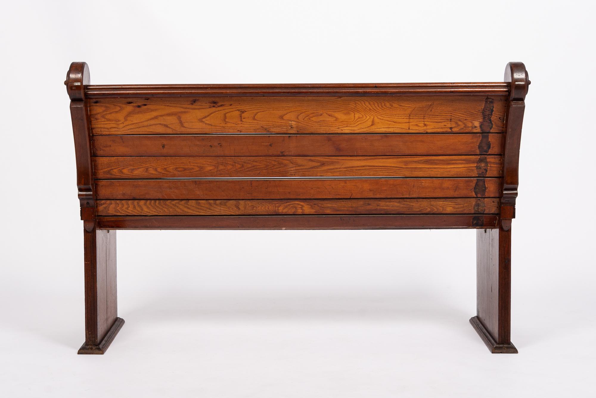 Antique Walnut and Oak Wood Church Bench Aesthetic Movement For Sale 1
