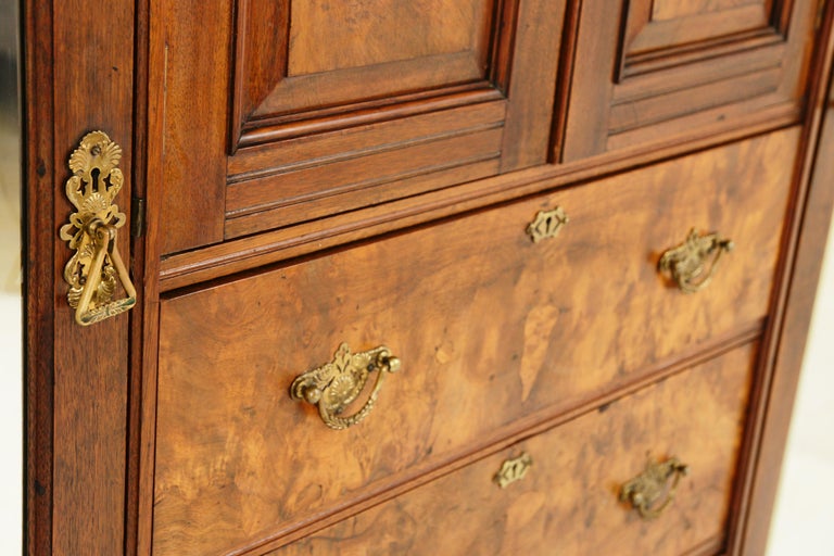 Antique Walnut Armoire Carved 3 Door Compaction Wardrobe, Scotland ...