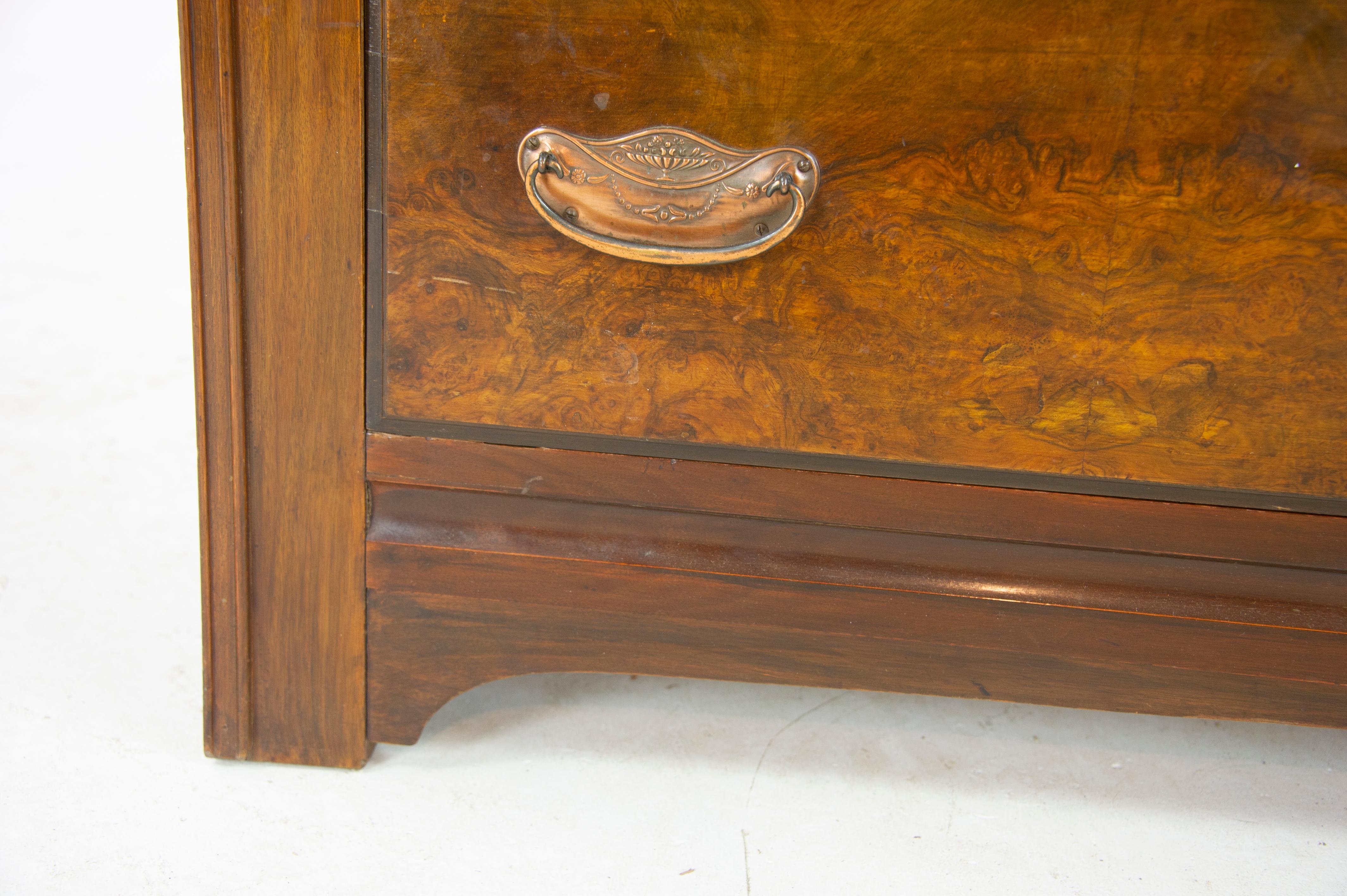 Antique Walnut Armoire, Three-Door Armoire, Vintage Wardrobe, Scotland, 1895 3