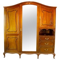 Antique Walnut Armoire, Victorian Wardrobe, J Scott, Scotland, 1890