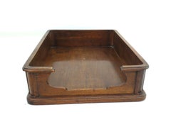 Antique Walnut Art Deco Executive Desk Tray or Document & Letter Holder
