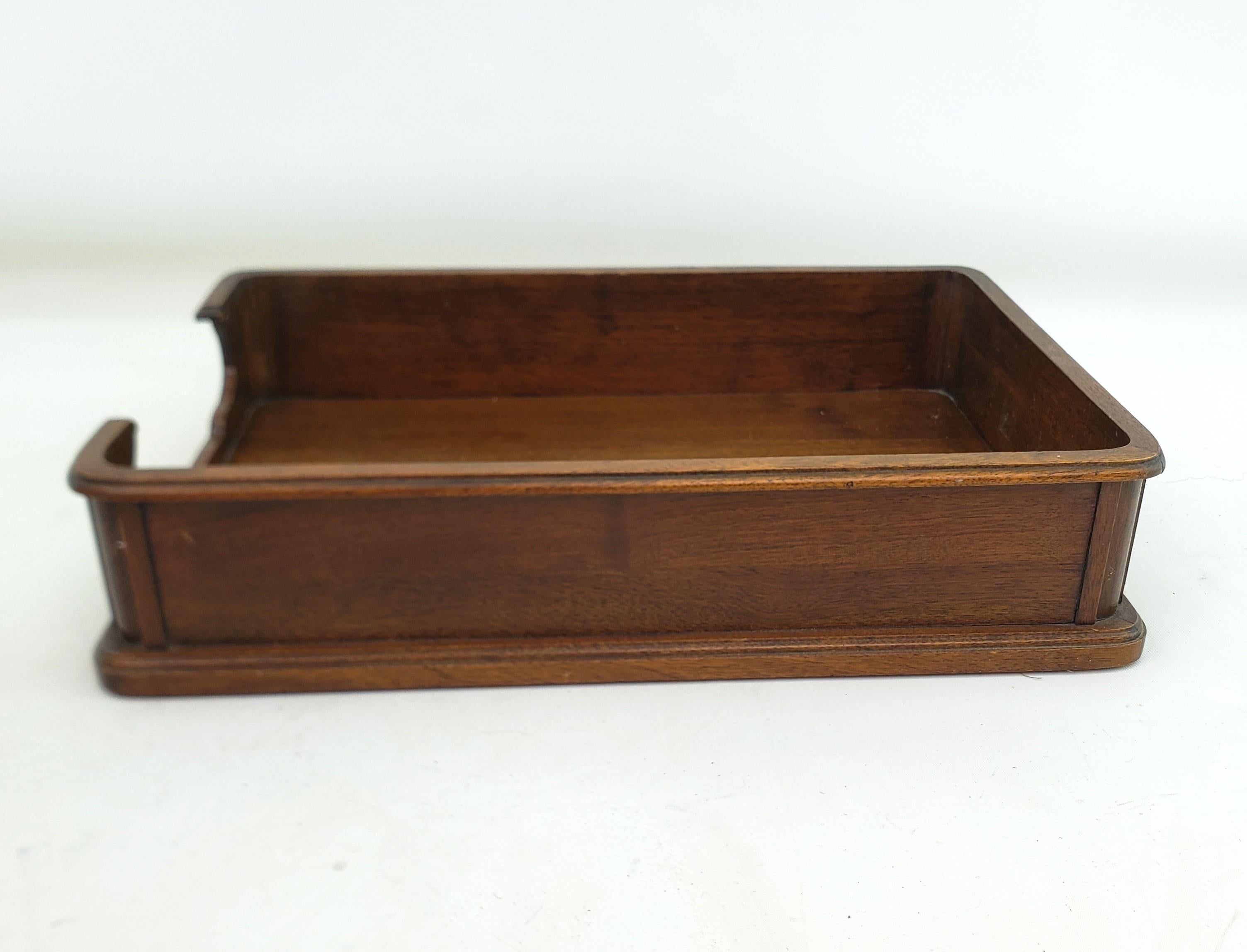 20th Century Antique Walnut Art Deco Executive Desk Tray or Document & Letter Holder