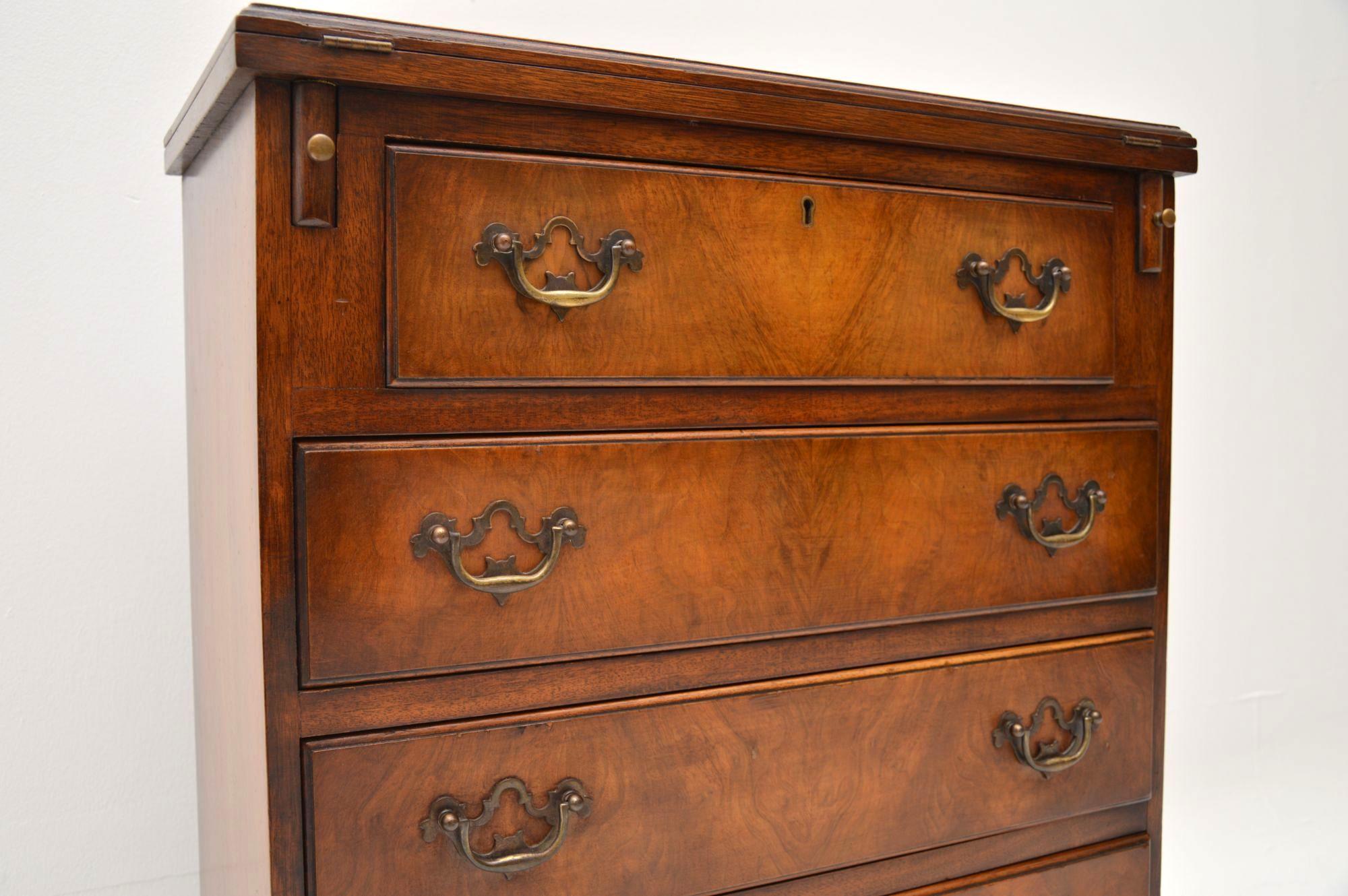 English Antique Walnut Bachelors Chest of Drawers