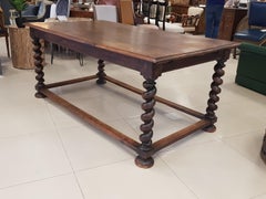 Table de salle à manger ancienne en noyer Barley Twist