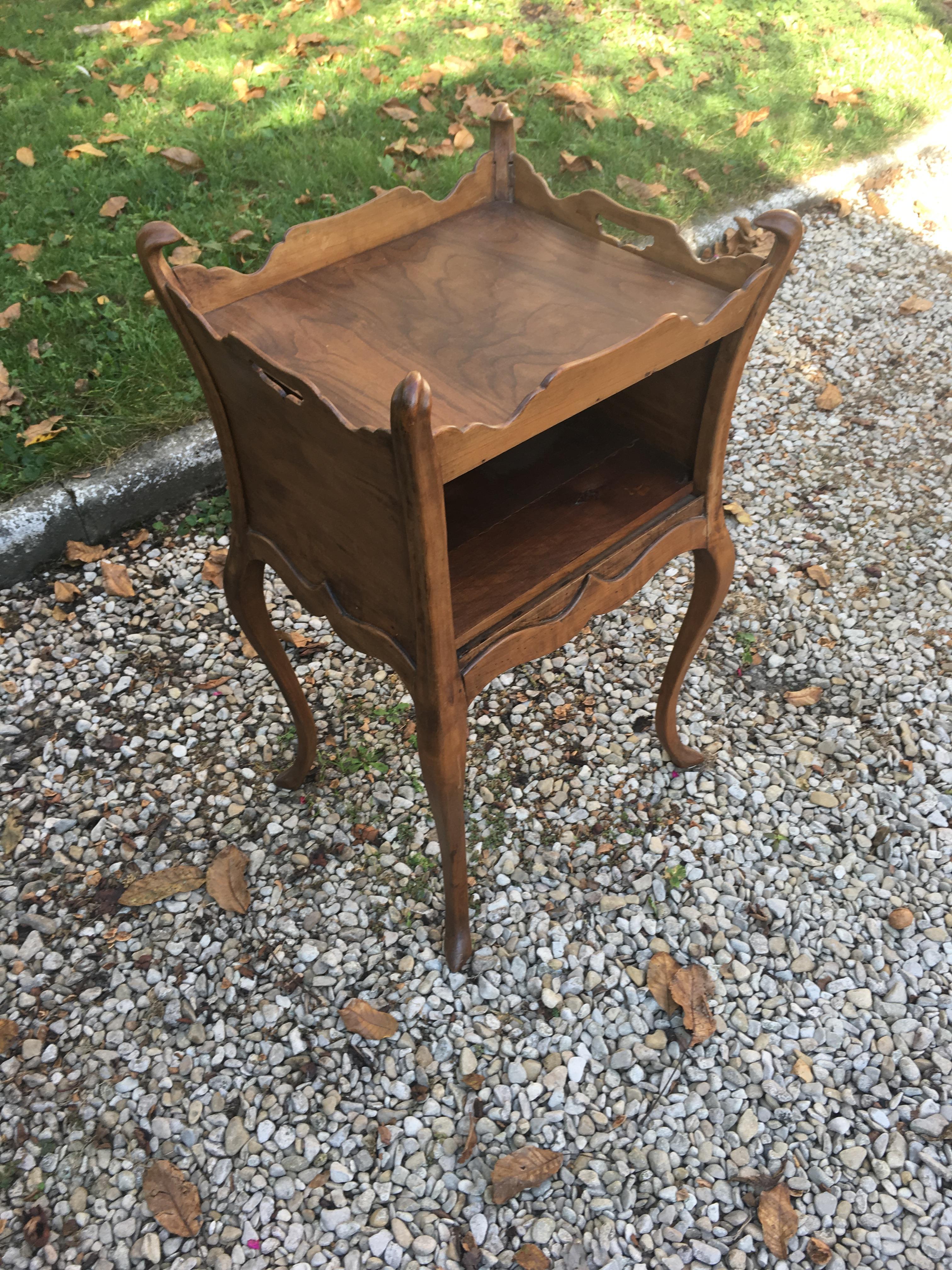 19th Century Antique Walnut Bedside Table Louis XV Baroque Style For Sale