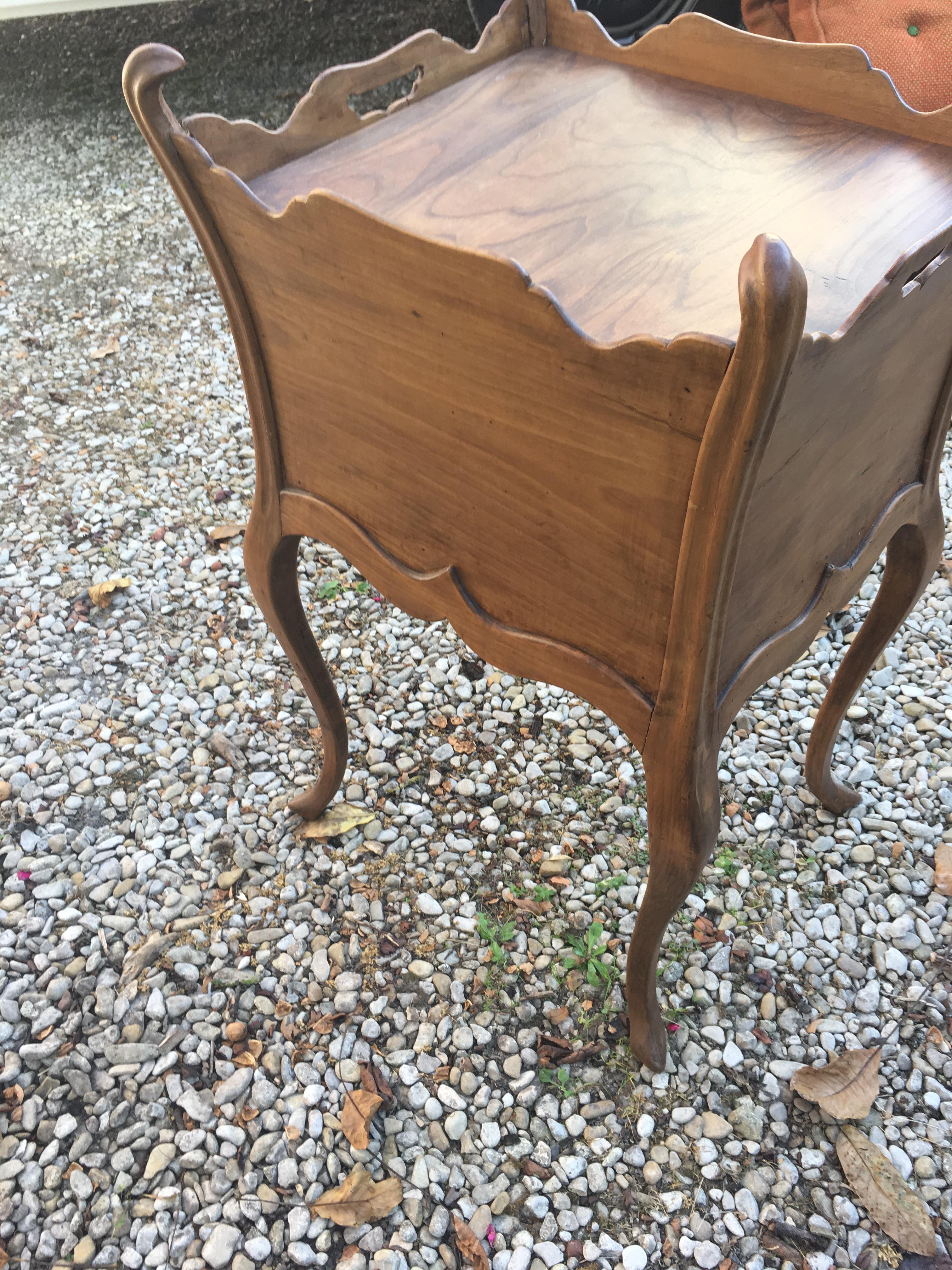 Antique Walnut Bedside Table Louis XV Baroque Style For Sale 2