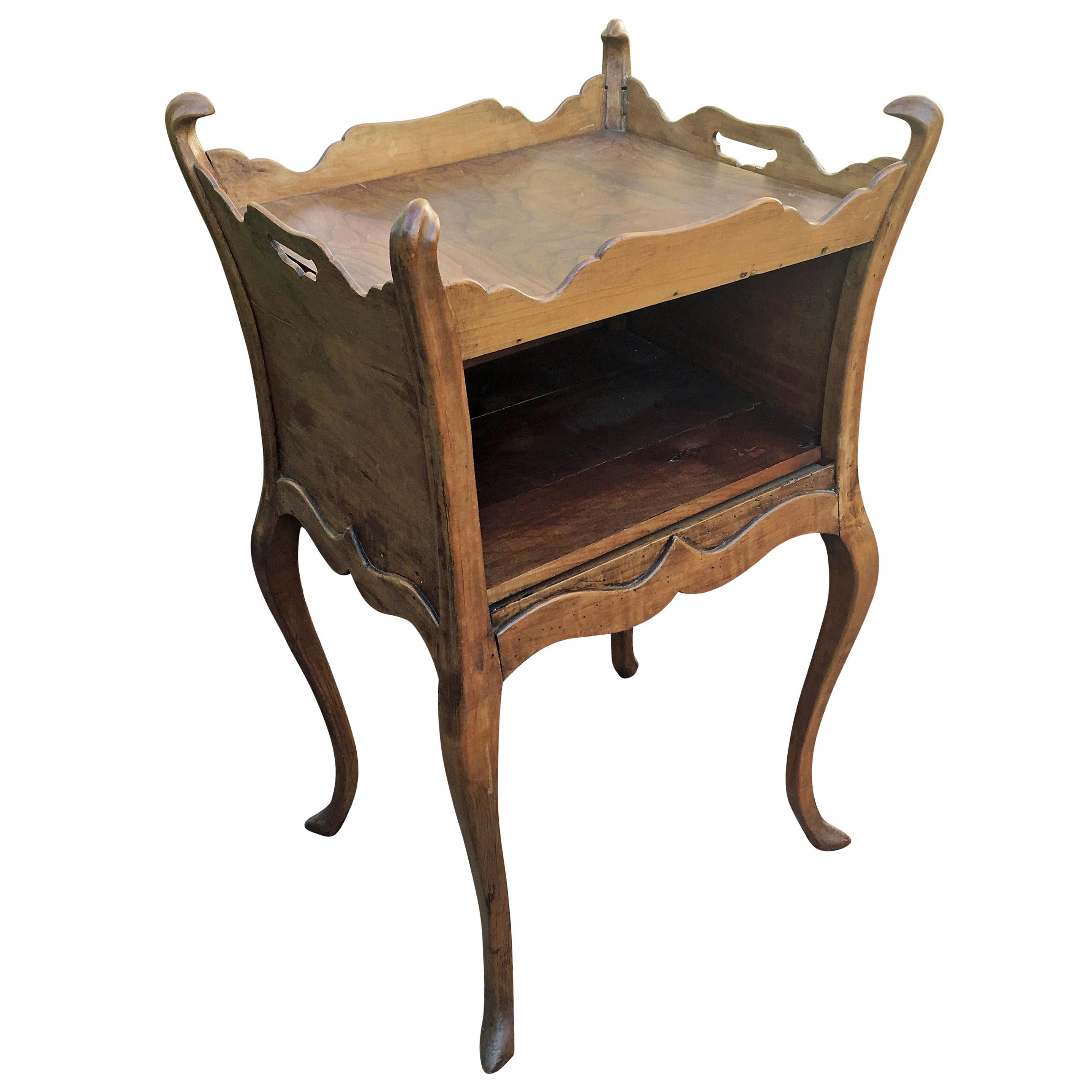 Antique Walnut Bedside Table Louis XV Baroque Style For Sale
