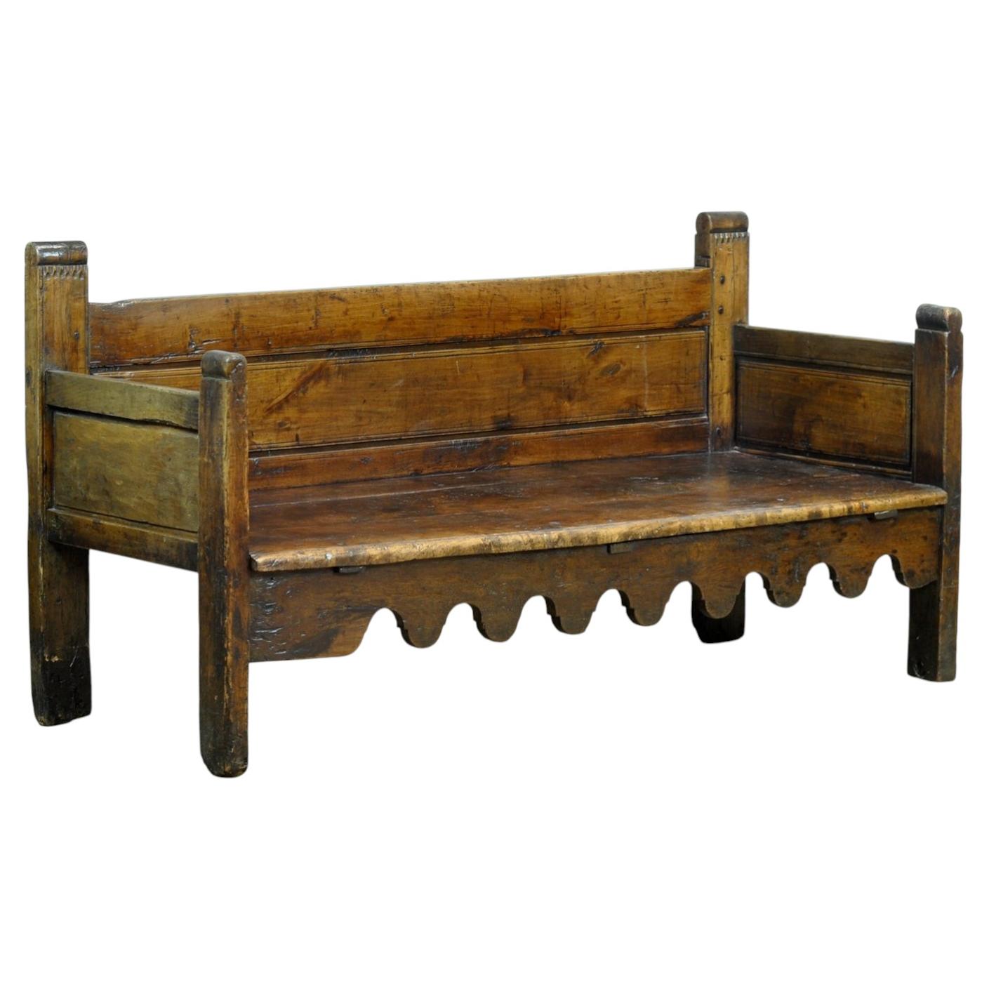 Antique walnut bench, Southern France / Northern Spain, 17th–18th century
