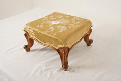 Antique Walnut Bench, Victorian Petite Walnut Foot Stool, Scotland 1880, H1055
