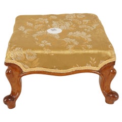 Banc ancien en noyer, petit tabouret victorien à pieds en noyer, Écosse 1880, H1055