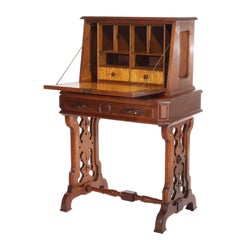Antique Walnut, Birds Eye Maple & Burl Lady’s Drop Front Desk c1890