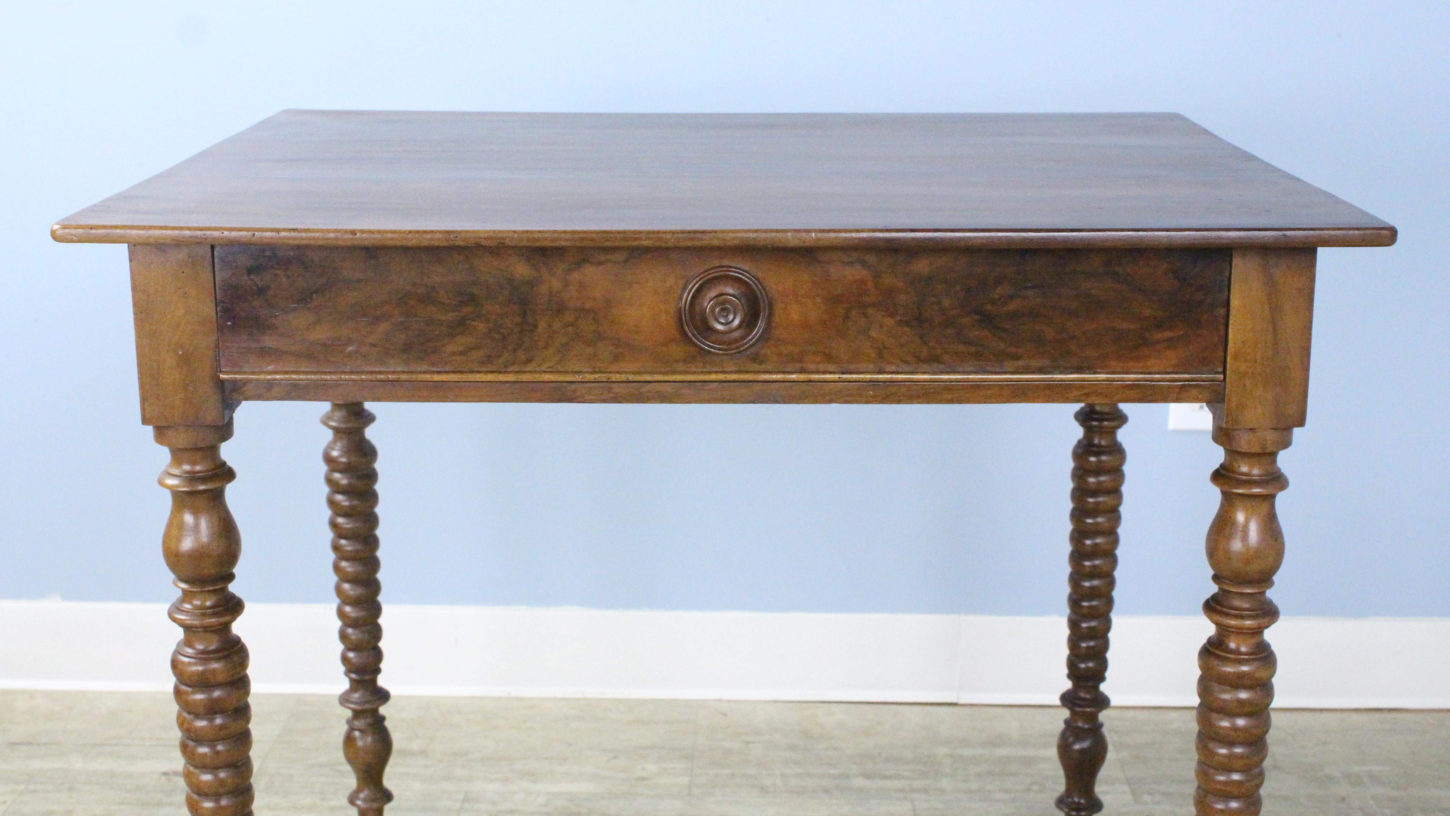 19th Century Antique Walnut Bobbin Leg Side Table