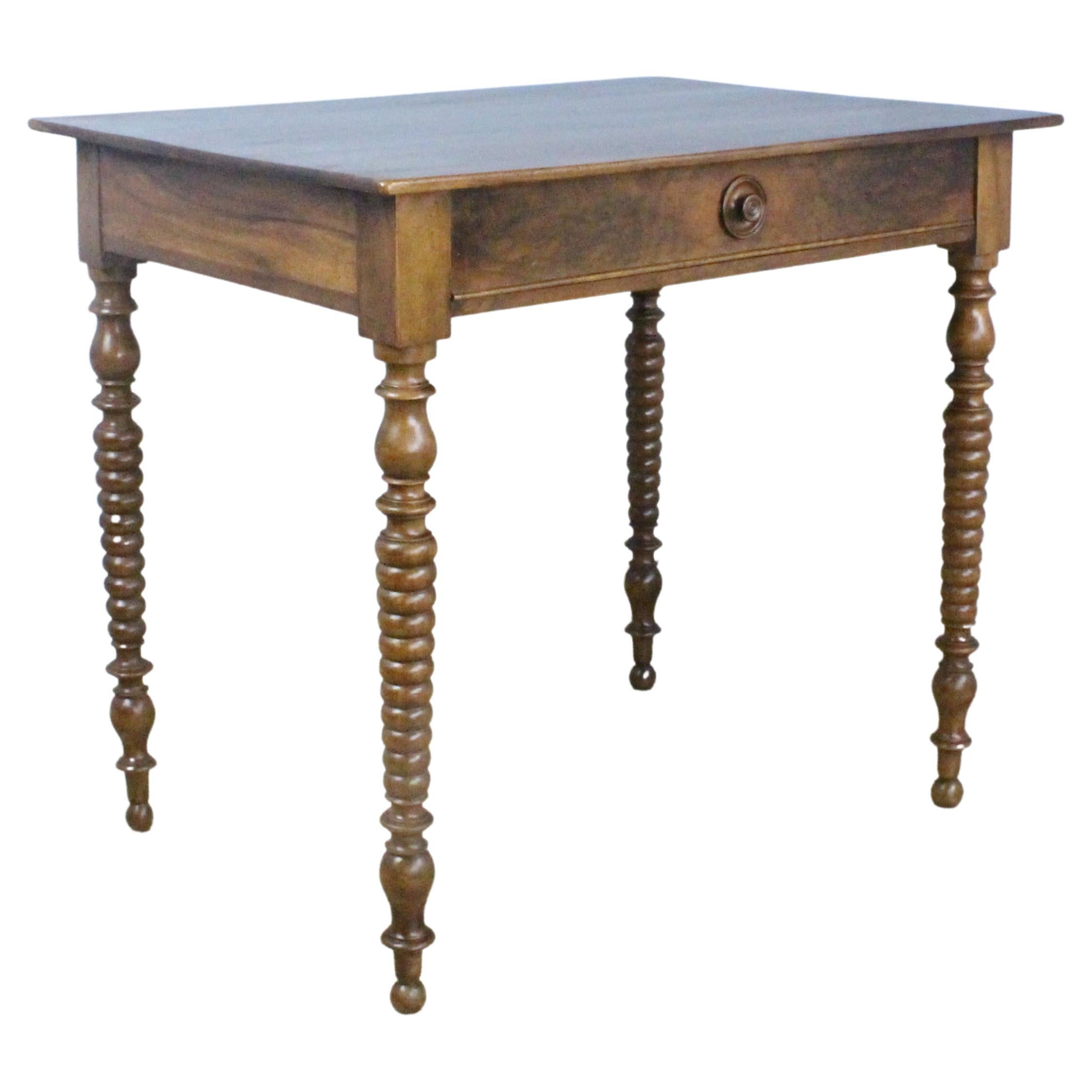 Antique Walnut Bobbin Leg Side Table