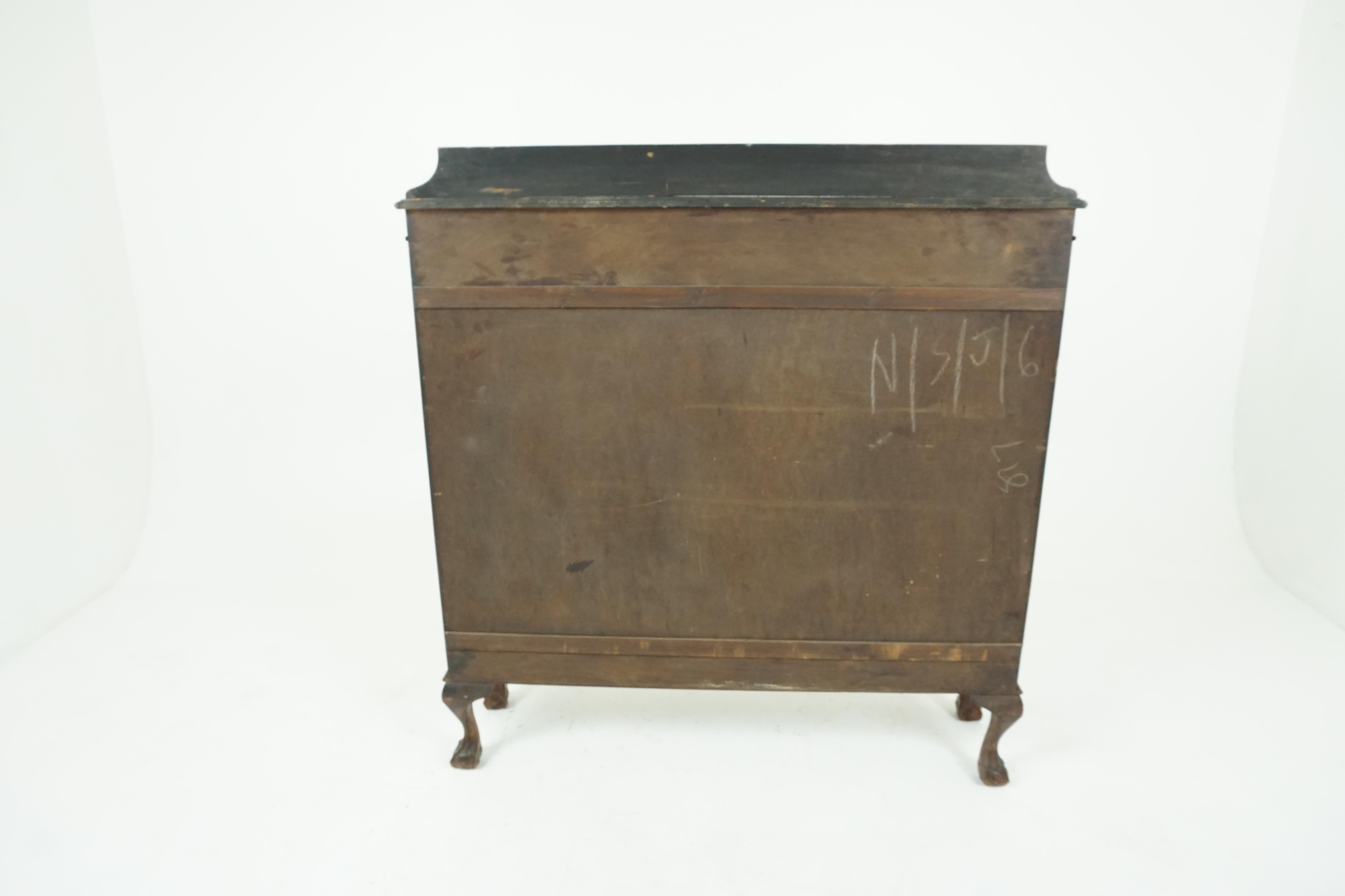 Antique Walnut Bookcase, Bow Front Display Cabinet, Scotland 1920, B1927 2