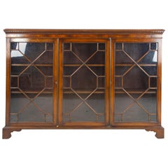 Walnut Bookcase, Display Cabinet with Astragal Doors, Scotland 1920