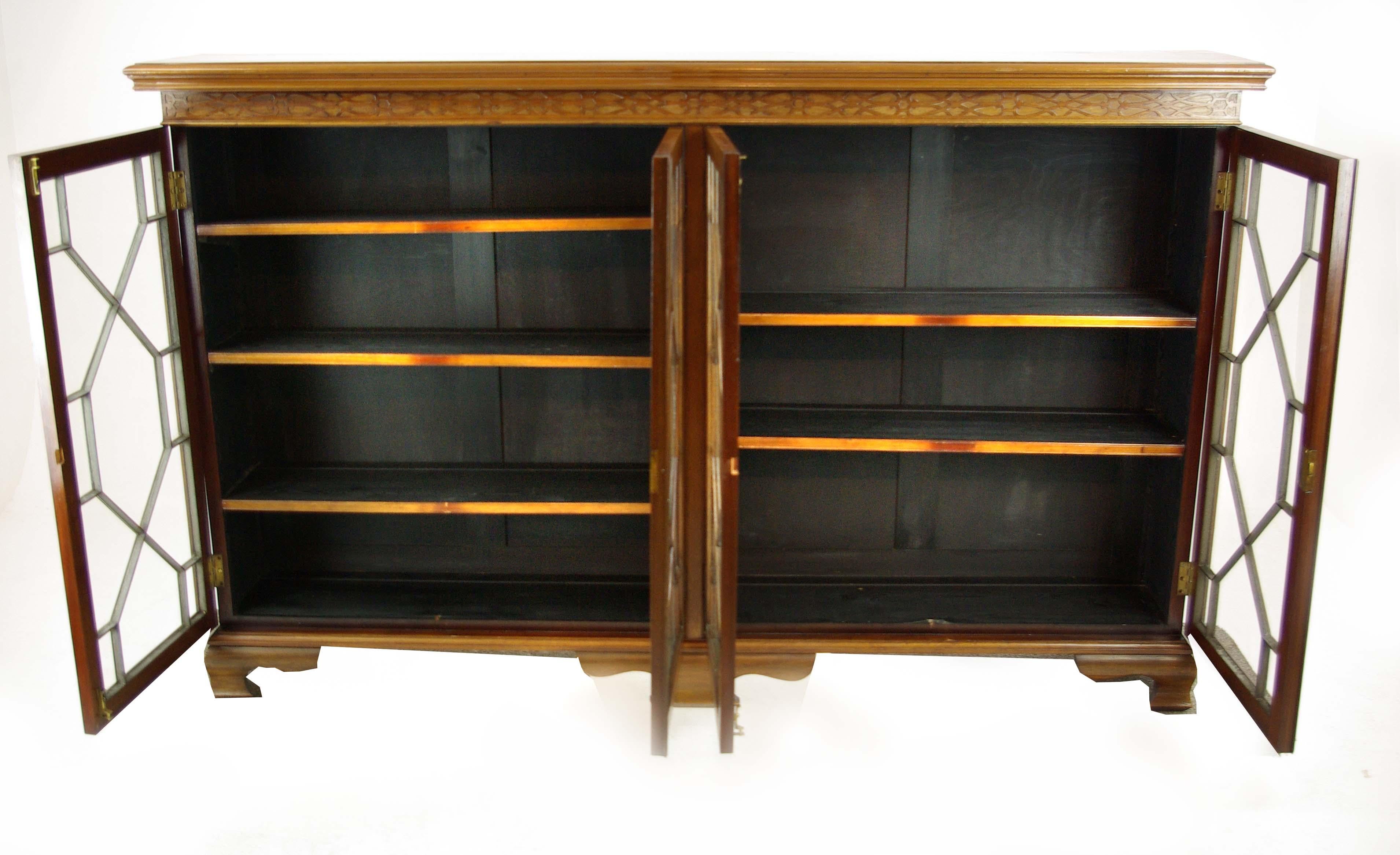 Scottish Antique Walnut Bookcase, Display Cabinet, Walnut, Scotland, 1910, Antiques