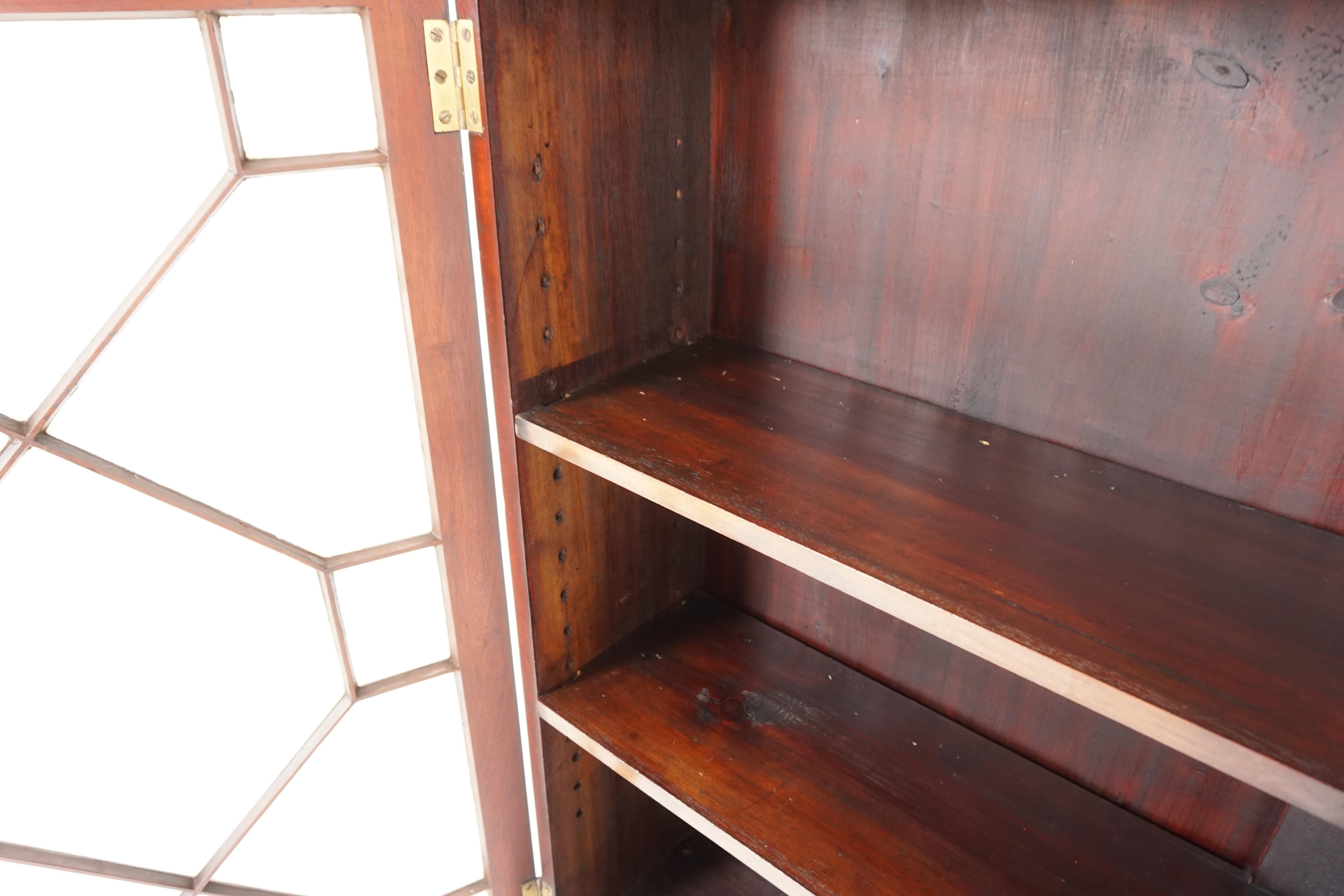 Hand-Crafted Antique Walnut Bookcase, Edwardian Georgian Style Inlaid 2-Door Bookcase or Disp