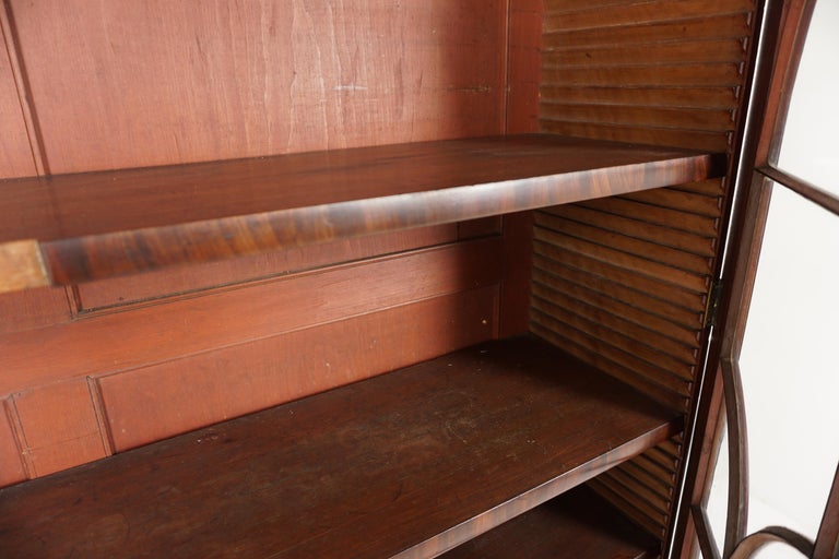 Antique Walnut Bookcase, Glass Fronted Bookshelf, Scotland 1840, H964