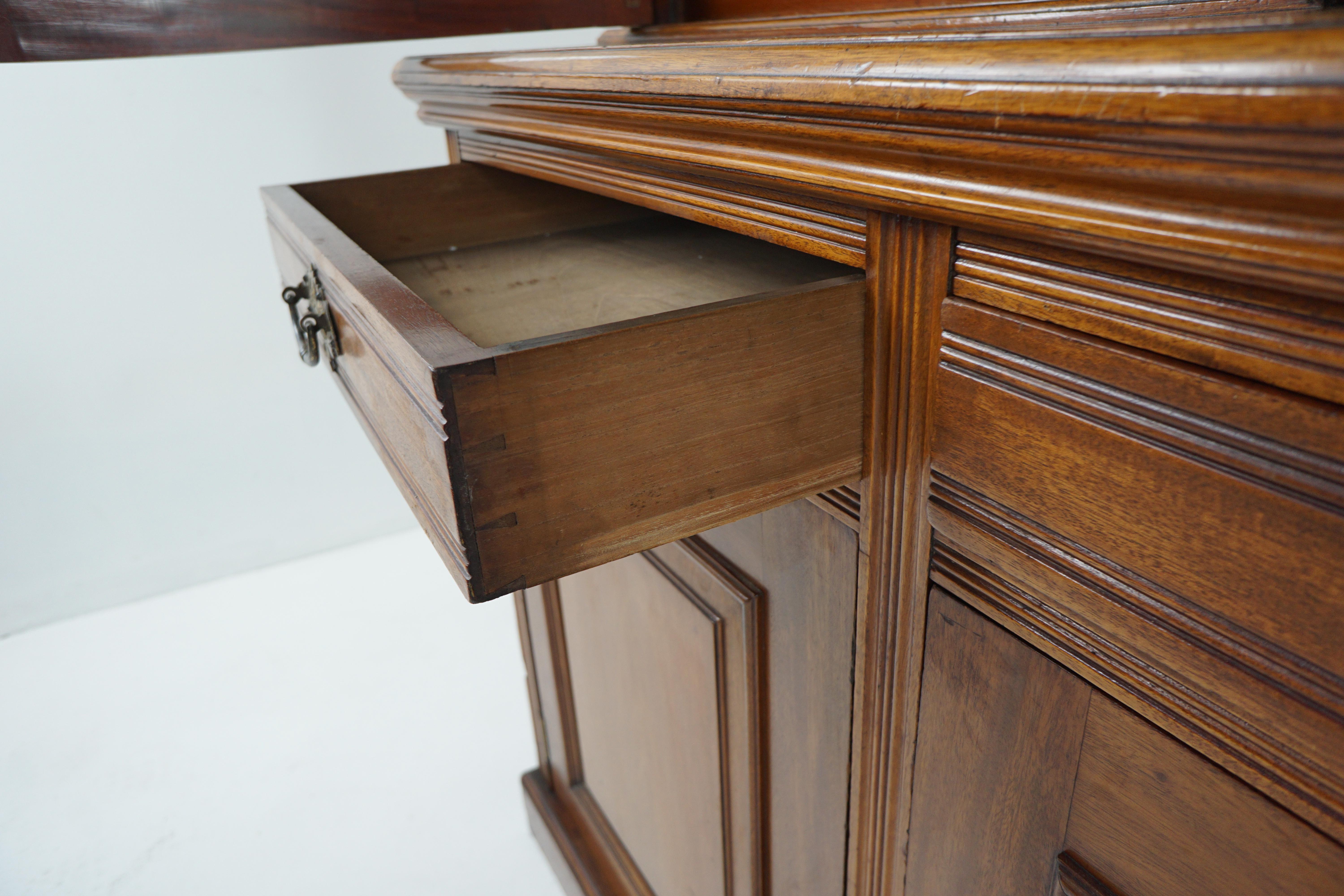 Scottish Antique Walnut Bookcase, Victorian Display Cabinet, Scotland 1880, B1741