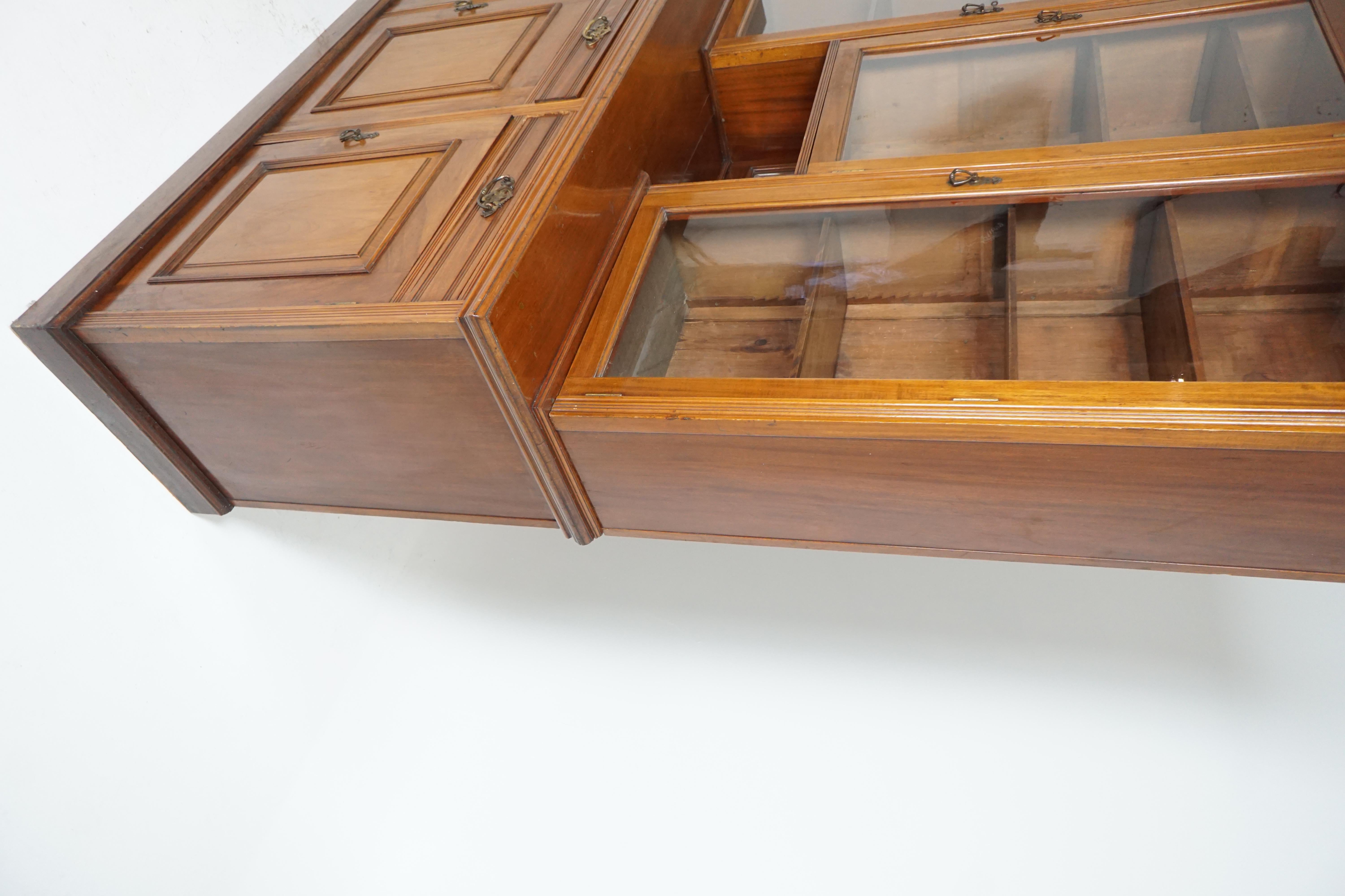 Hand-Crafted Antique Walnut Bookcase, Victorian Display Cabinet, Scotland 1880, B1741