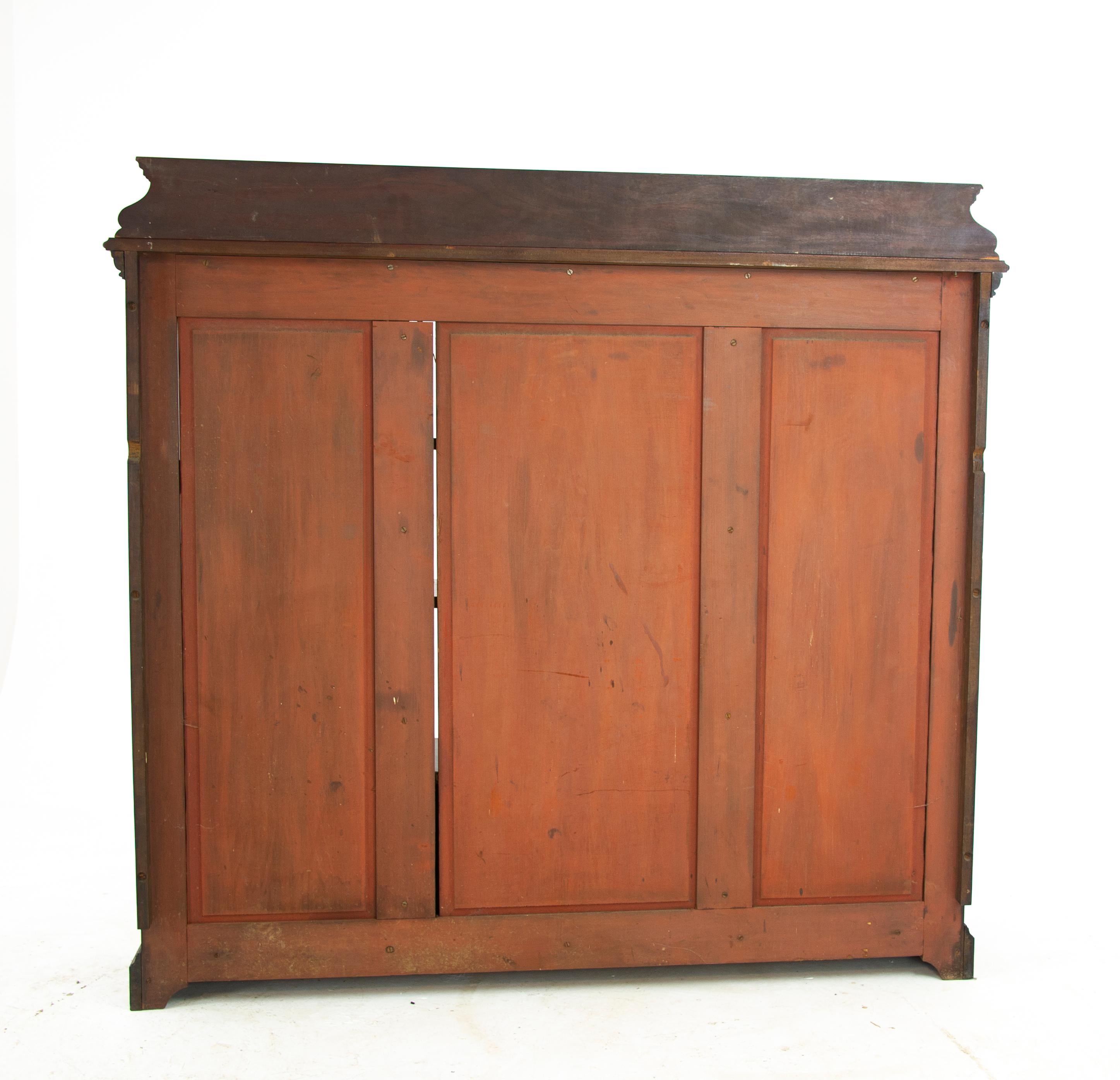Late 19th Century Antique Walnut Bookcase, Walnut Display Cabinet, Victorian Bookcase, 1890