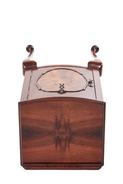 Antique Walnut Bow Front Bedside Cupboard/Nightstand