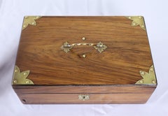 Antique Walnut Box with Brass Accents