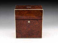 Antique Walnut Brass Army and Navy Decanter Box, 19th Century