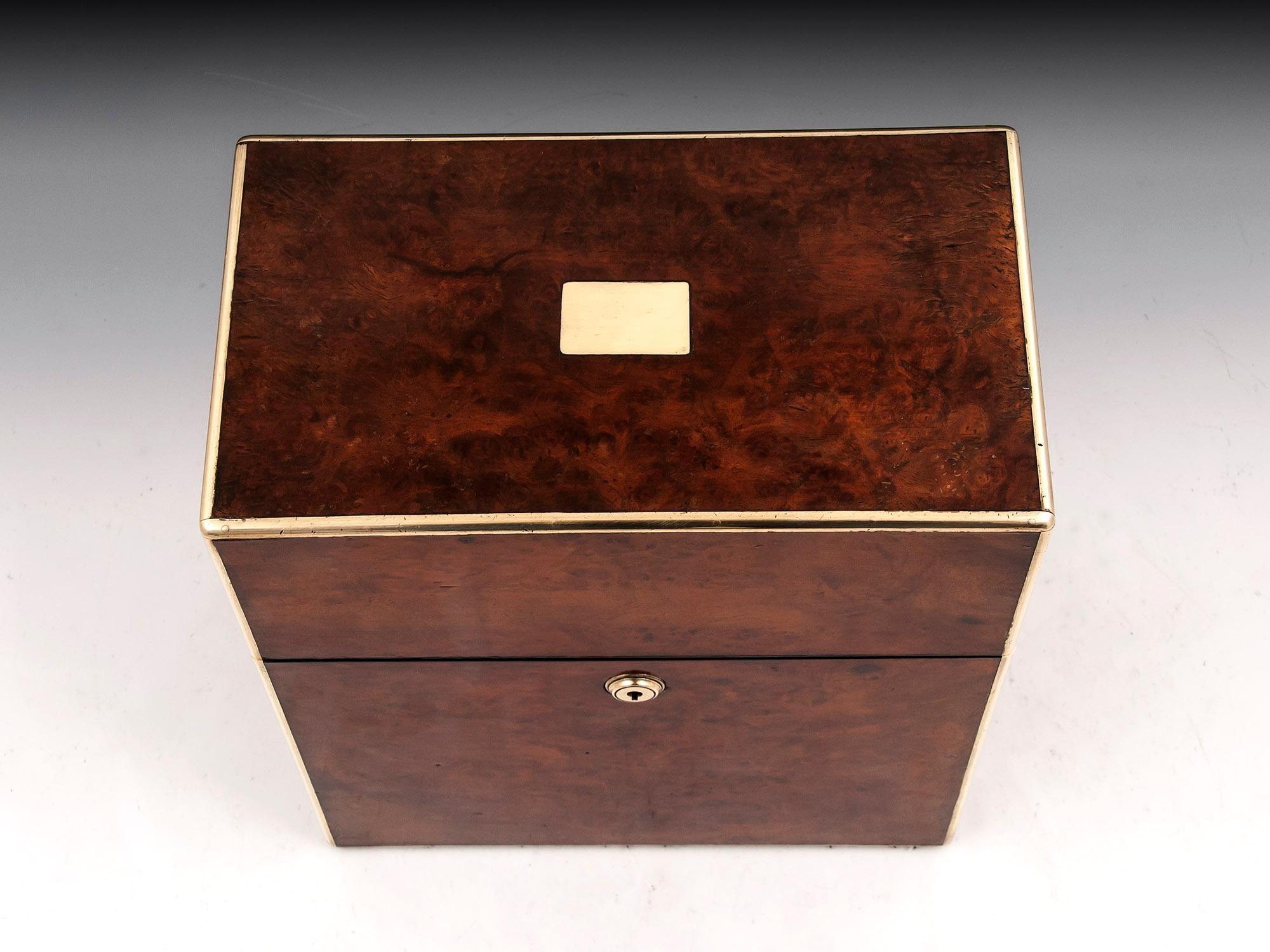 Antique Walnut Brass Army and Navy Decanter Box, 19th Century In Good Condition For Sale In Northampton, United Kingdom