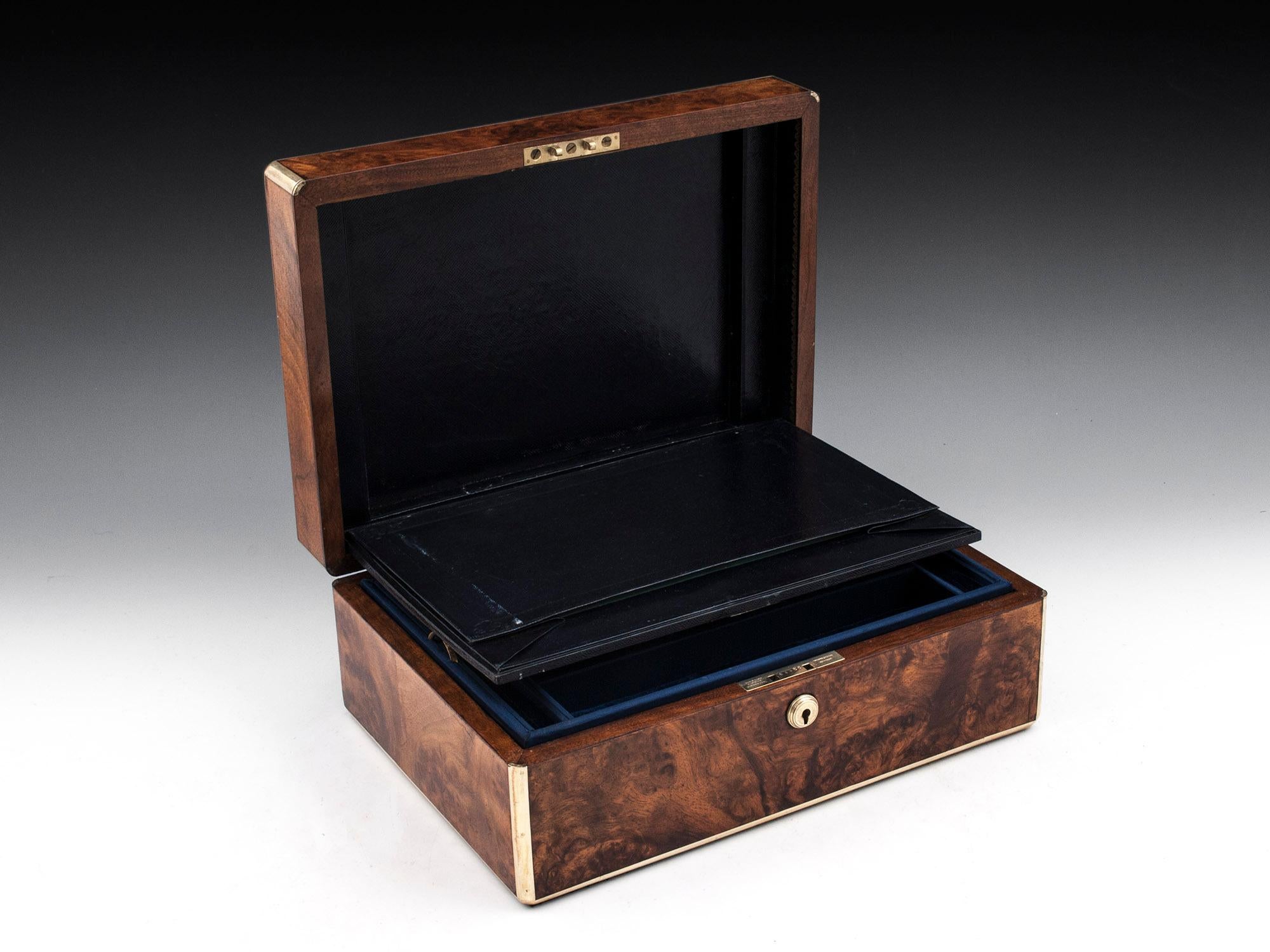 Antique Walnut Brass Bound Jewelry Box, 19th Century 4