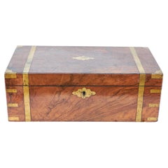 Antique Walnut Brass Bound Writing Box