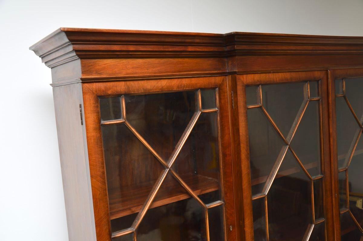 Antique Walnut Breakfront Secretaire Bookcase 3