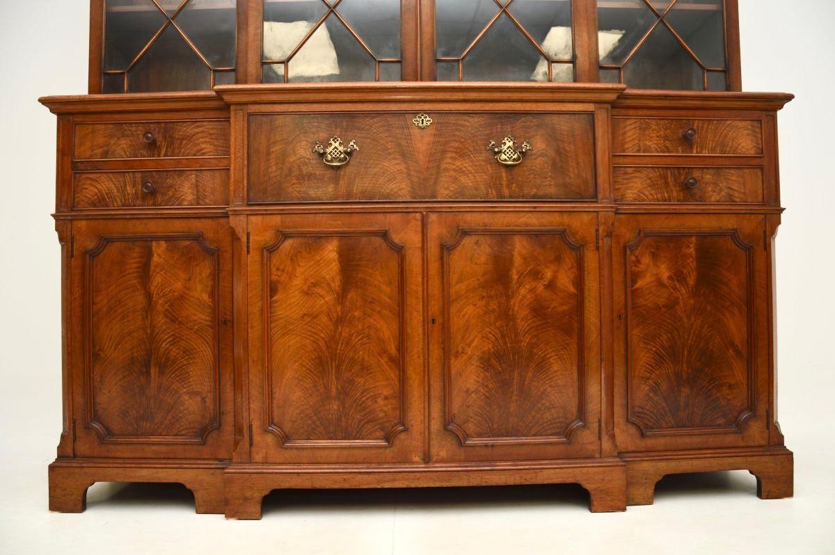 Antique Walnut Breakfront Secretaire Bookcase 4